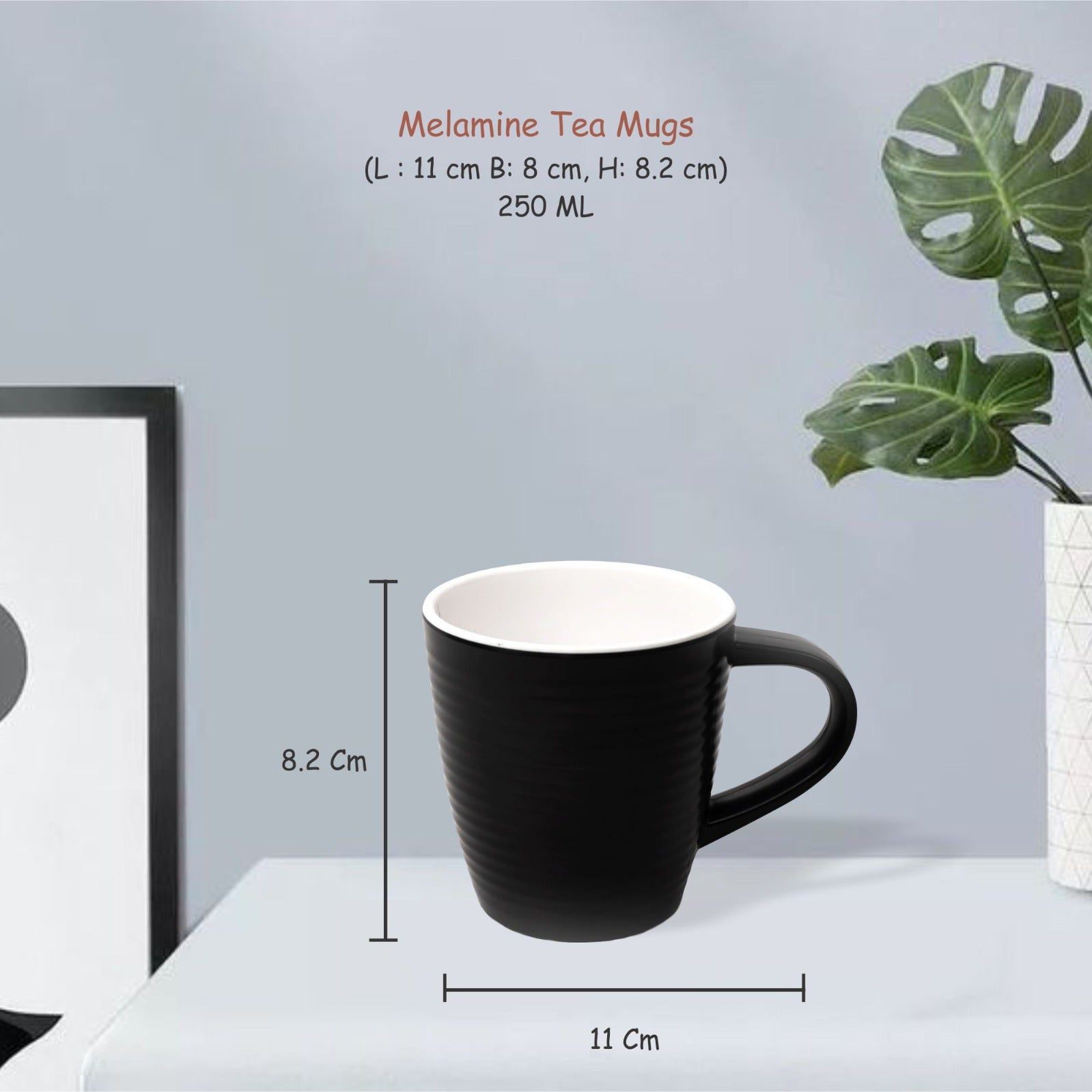 Stehlen 100% Pure melamine Tea Mugs- Black