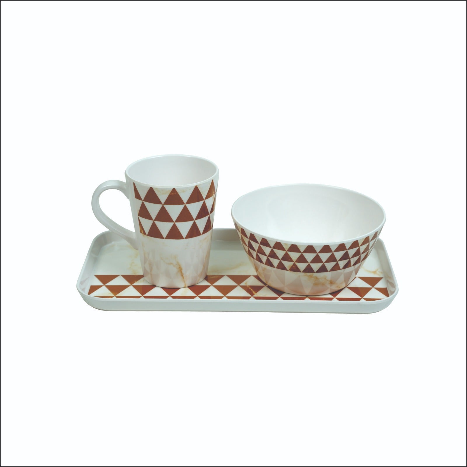 Stehlen Coffee Cups Set & Tray, 3 Piece Tea Coffee & Snacks Set, Pure melamine, Gift Set, Cup and Tray Set-Trio Blonde