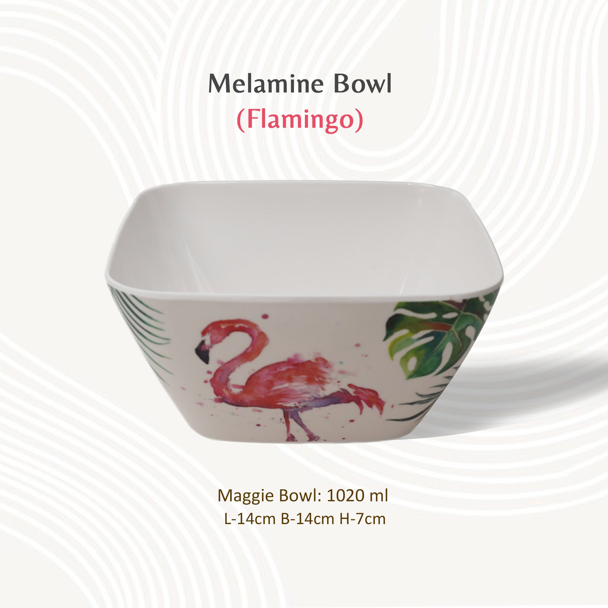 Stehlen 100% Pure melamine Square Maggie Bowl -Flamingo