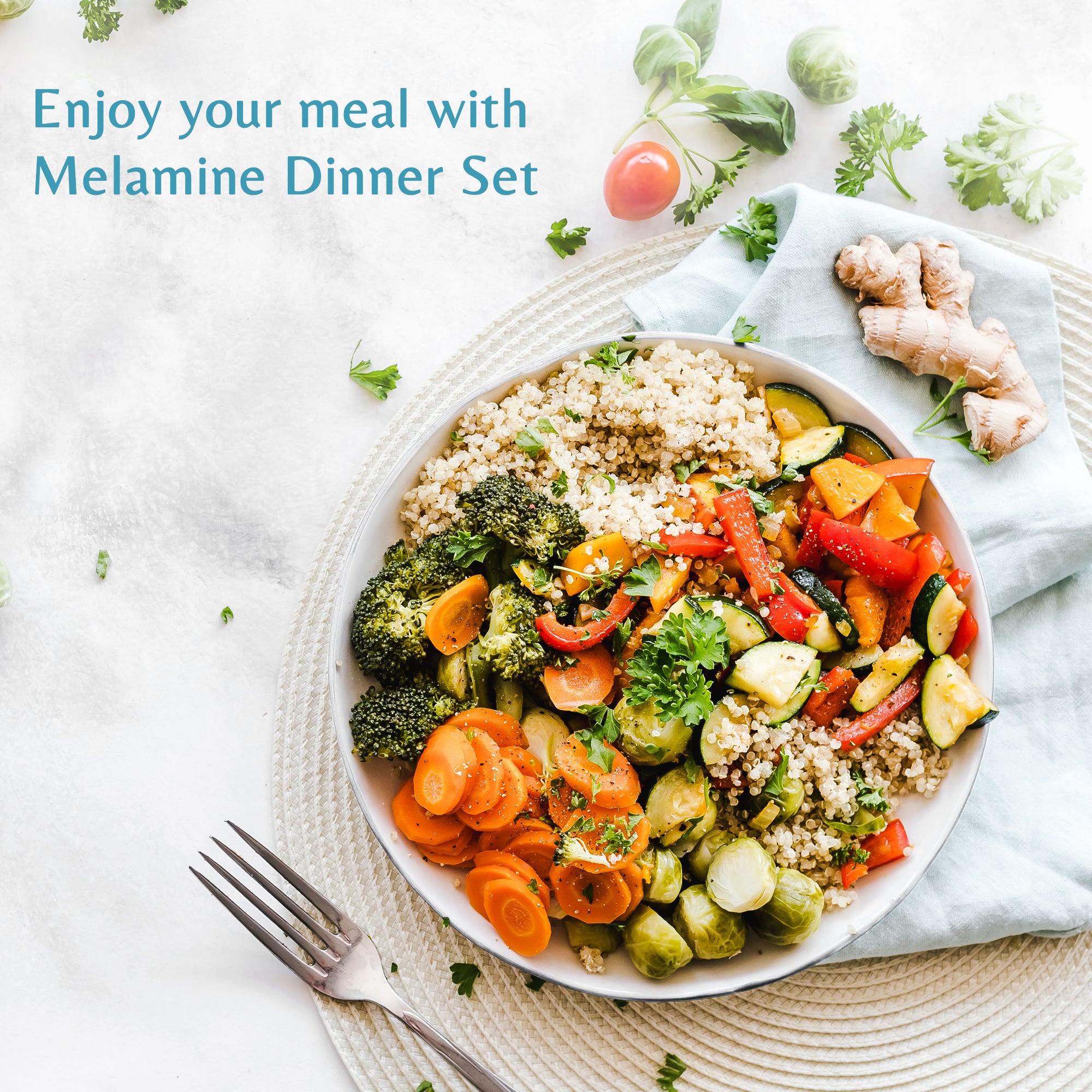 Stehlen Donna Glossy Dinnerware, Pure melamine, 24 Piece -White Nest