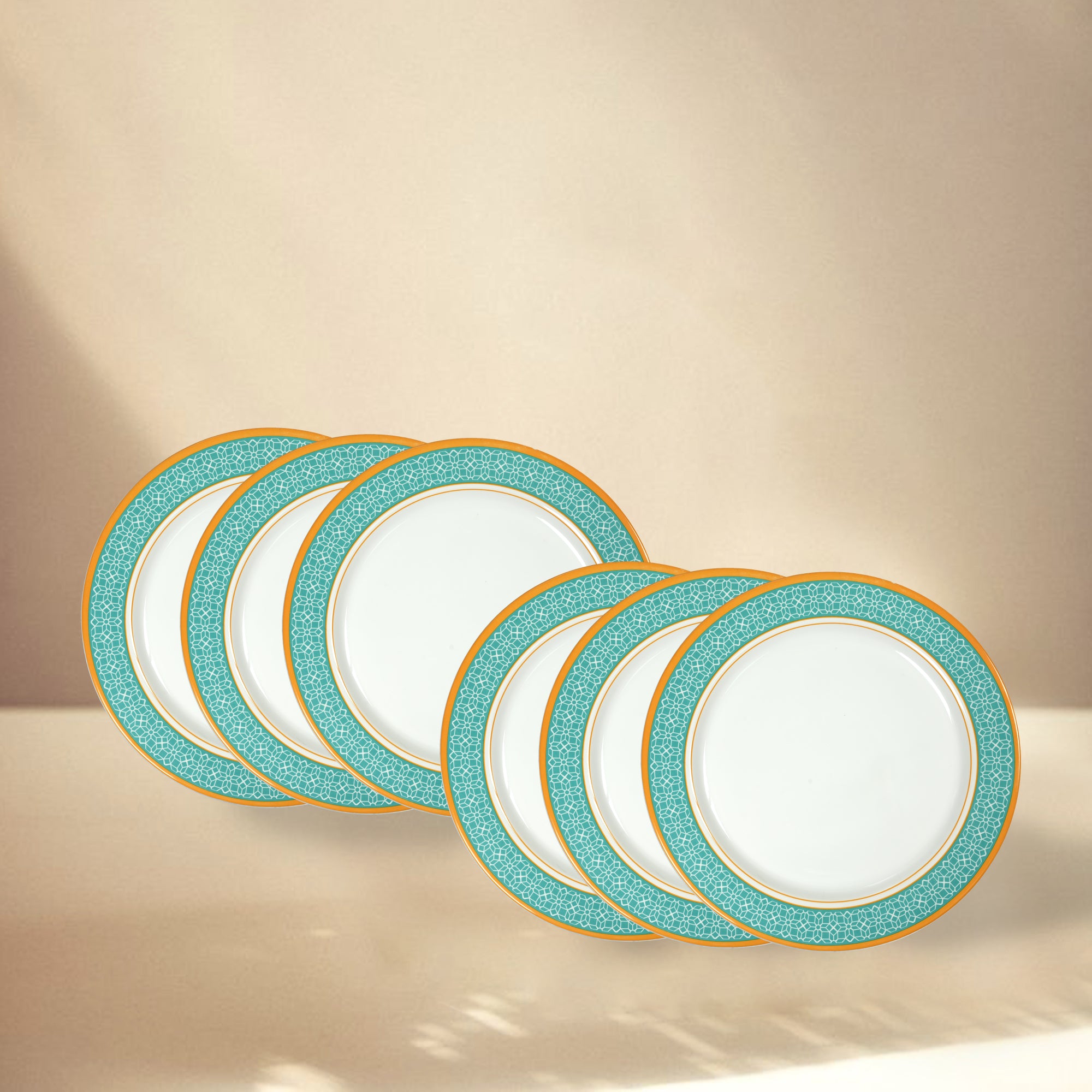 Stehlen Dinnerware, Pure melamine, Vintage, 6 Piece Dinner Plate Kitchen Set for home- Cubic Green