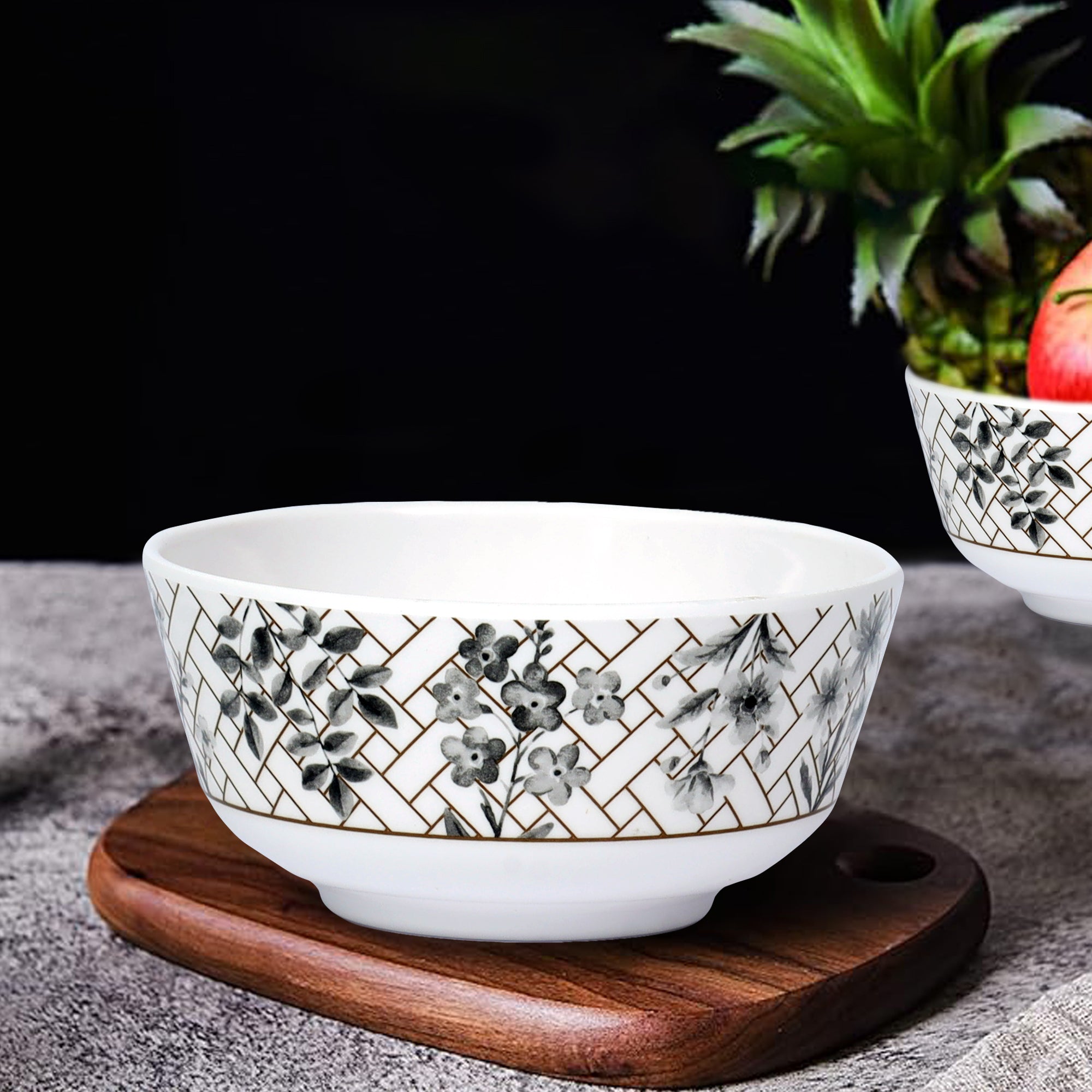 Stehlen Indian Round Dinnerware, Pure melamine, 6 Pcs Kitchen Set for home- Olive Leaf