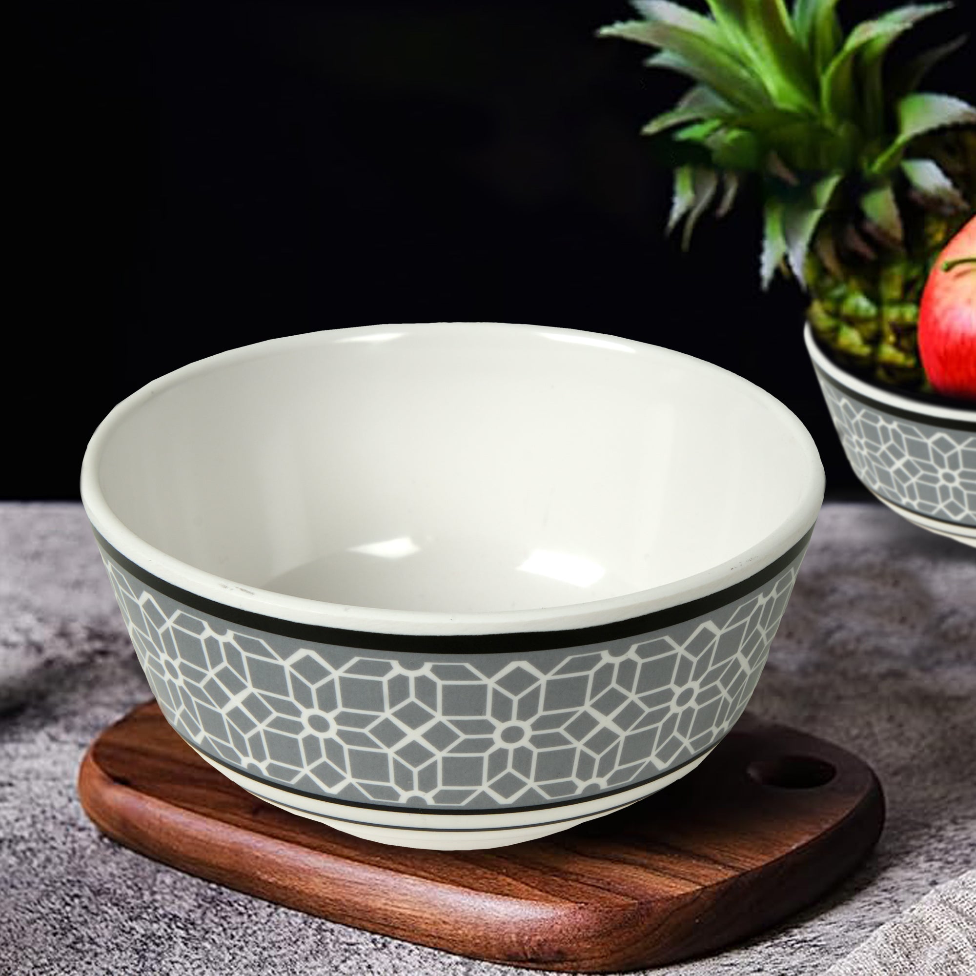 Stehlen Dinnerware, Pure melamine, Vintage, 6 Piece Vegetable Bowl, Kitchen Set for home- Cubic Gray