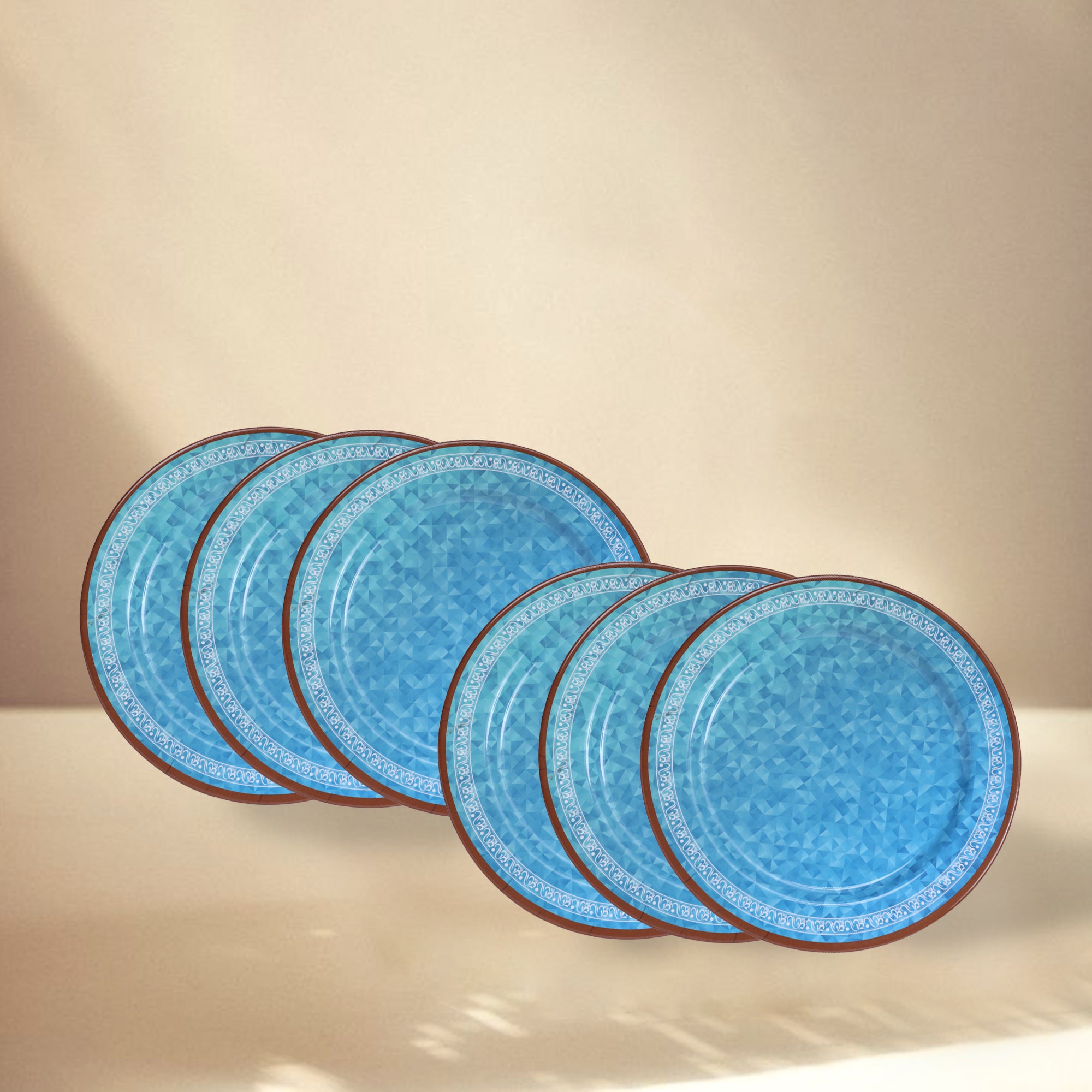 Stehlen Dinnerware, Pure melamine, Vintage, 6 Piece Dinner Plate, Kitchen Set for home- Prism Blue