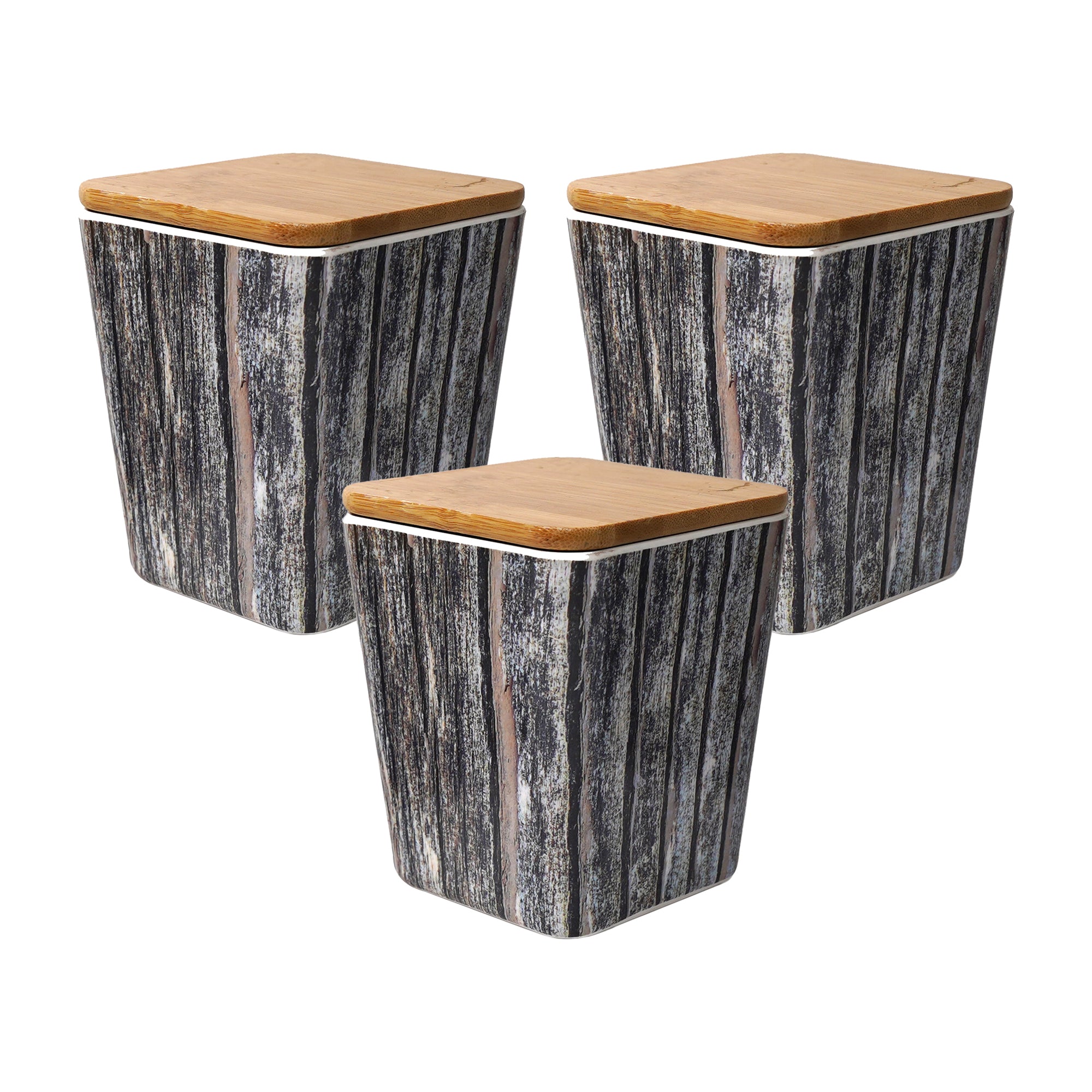 Stehlen 100% Pure melamine Set Of 3 Wooden Jars- Wooden