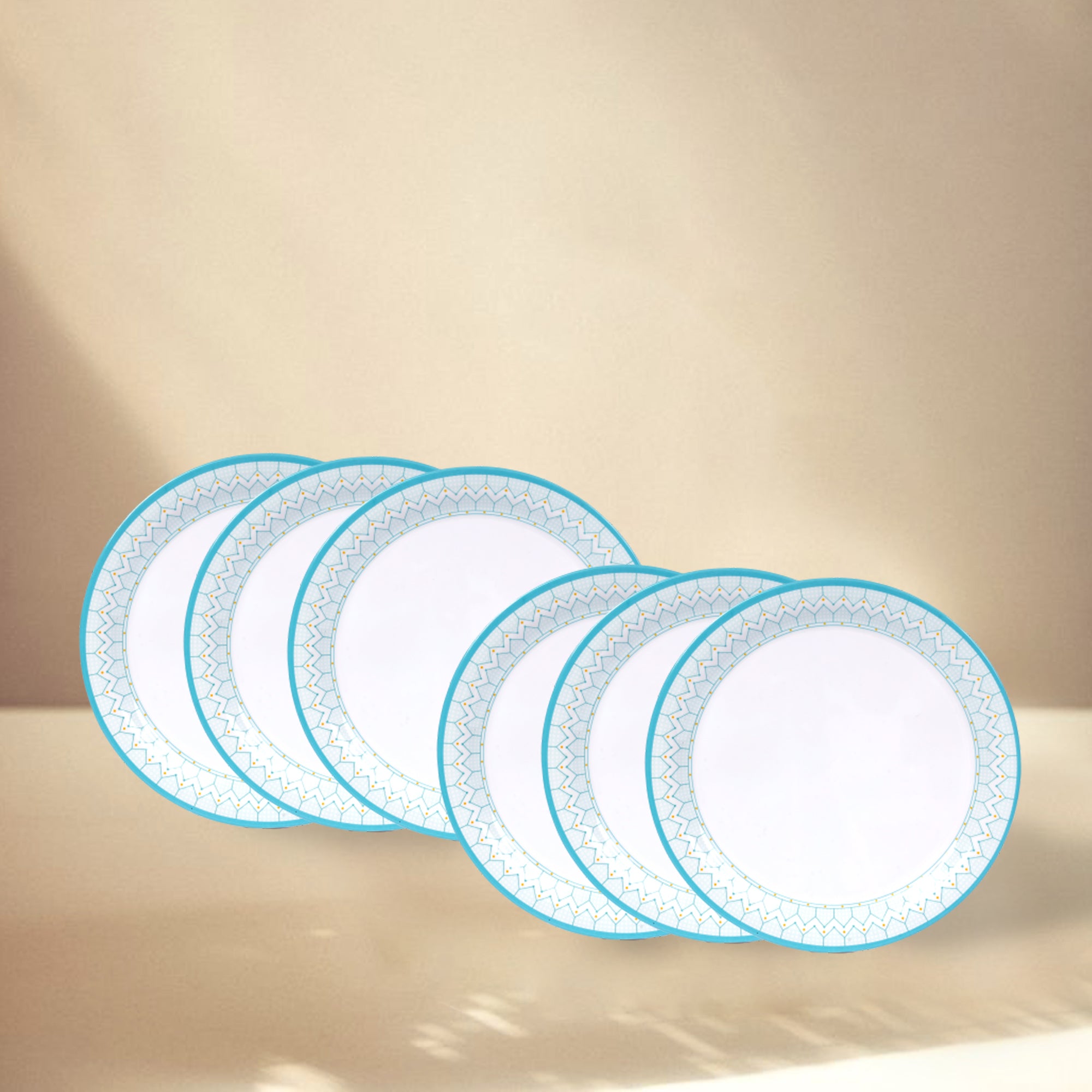 Stehlen Indian Round Dinnerware, Pure melamine, 6 Pcs Kitchen Set for home- Aqua