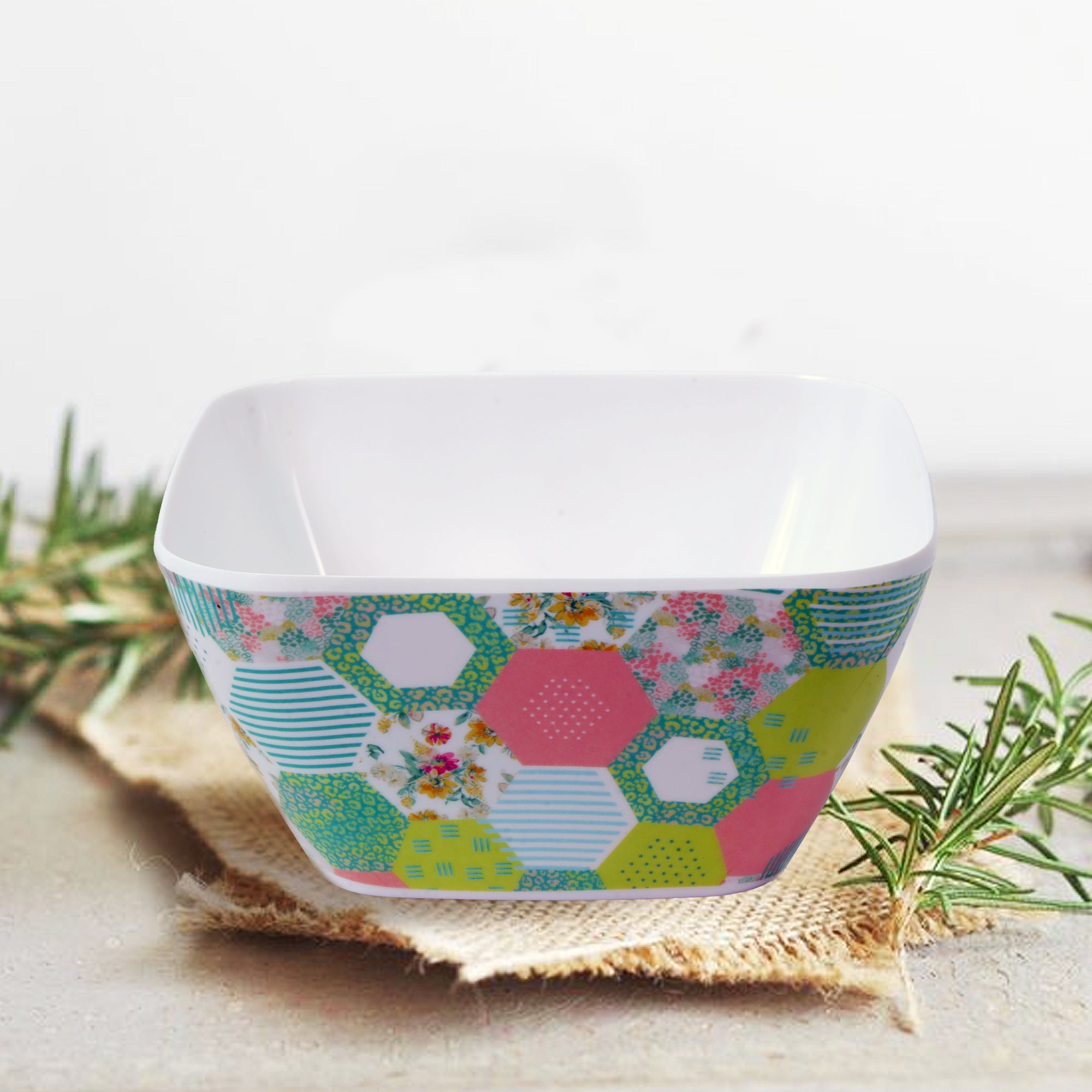 Stehlen 100% Pure melamine Square Maggie Bowl - Green Bee