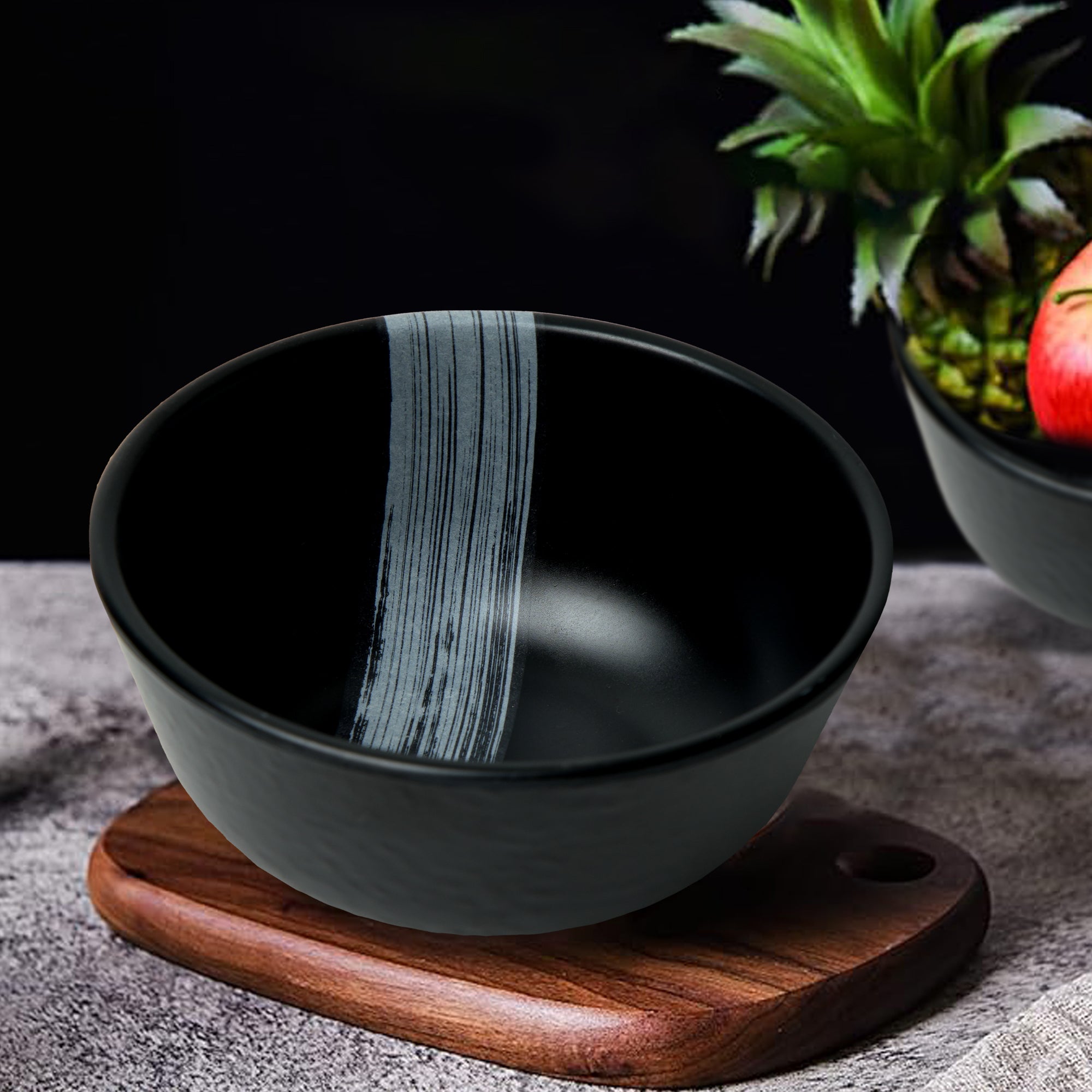 Stehlen Donna Hammered Dinnerware, Pure melamine, Kitchen Set for home- White Stripe