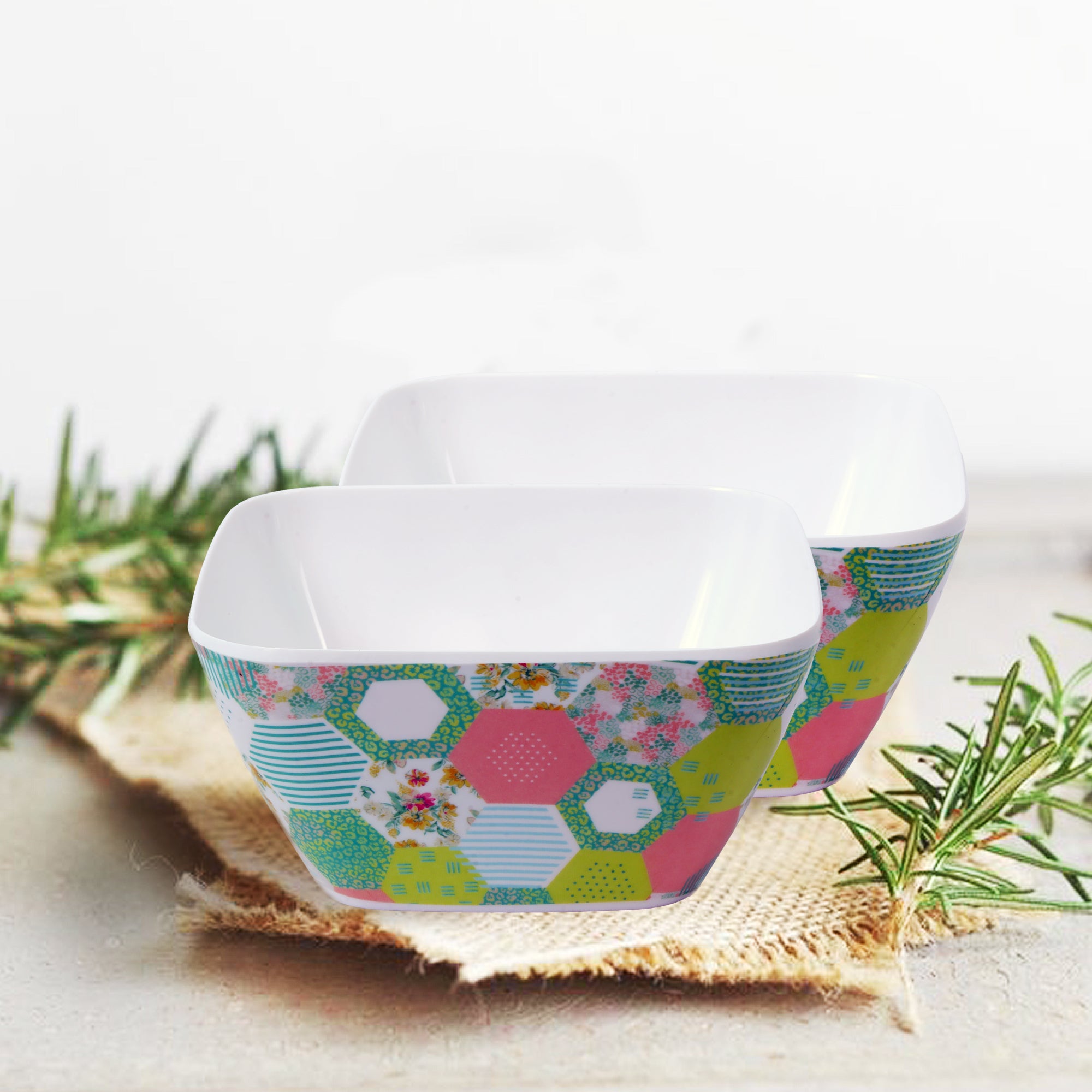 Stehlen 100% Pure melamine Square Maggie Bowl - Green Bee