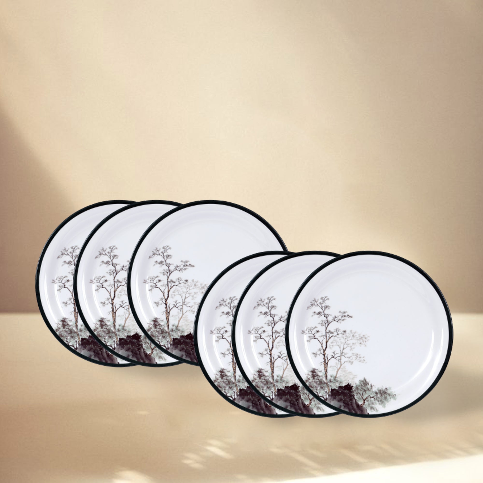 Stehlen Indian Round Dinnerware, Pure melamine, 6 Pcs Kitchen Set for home- Oak