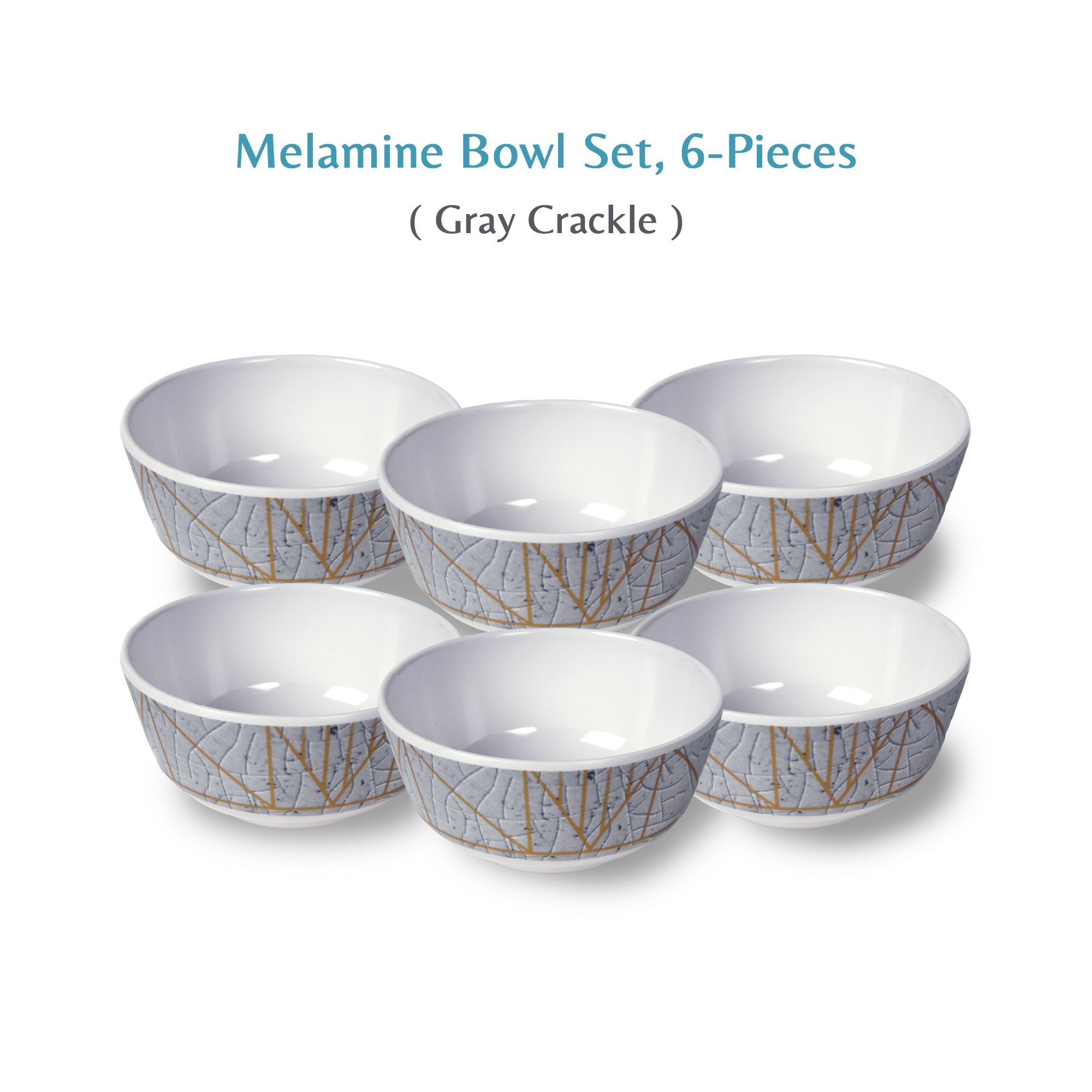 Stehlen Donna Glossy Dinnerware, Melamine, 6 PC - Gray Crackle