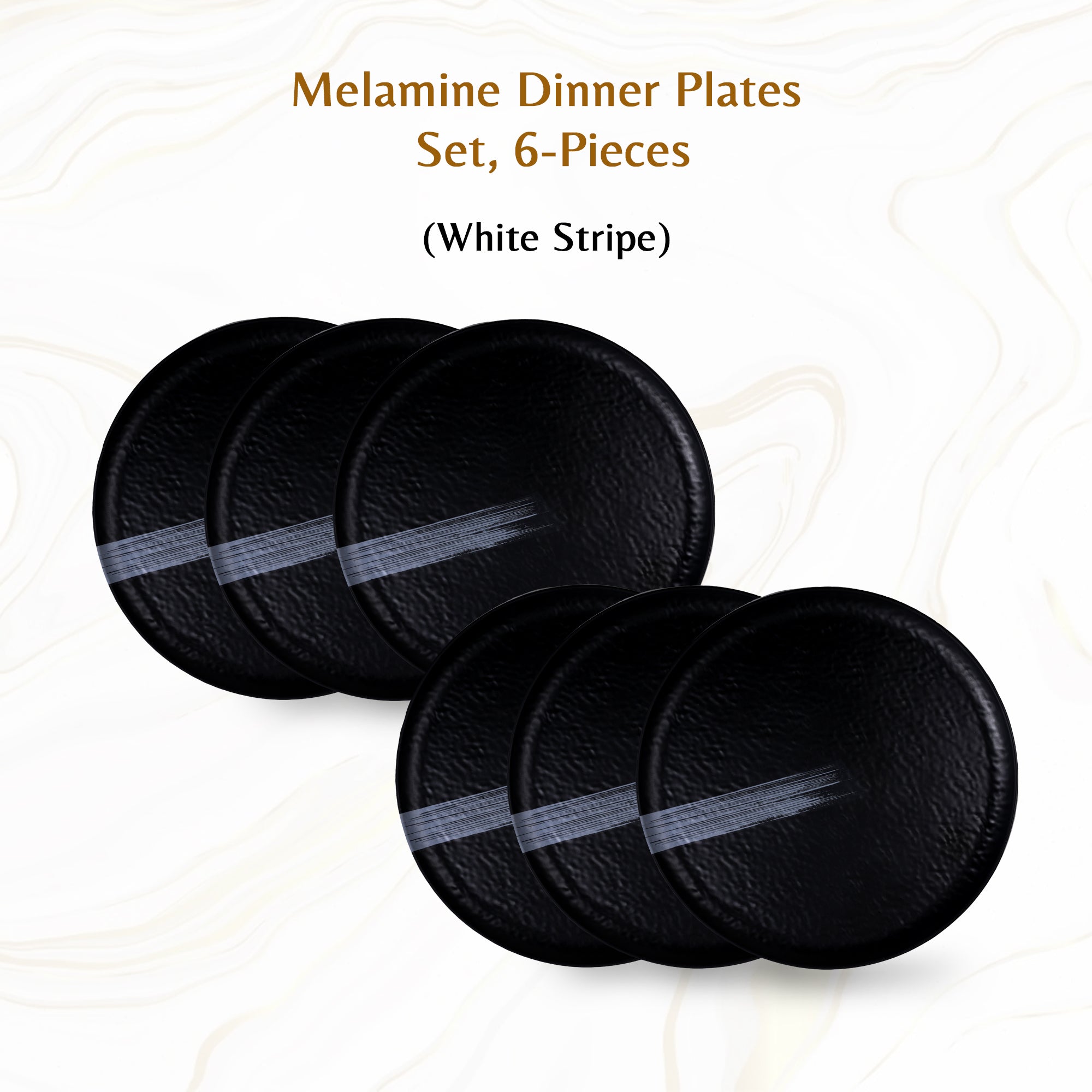 Stehlen Donna Hammered Dinnerware, Pure melamine, Kitchen Set for home- White Stripe