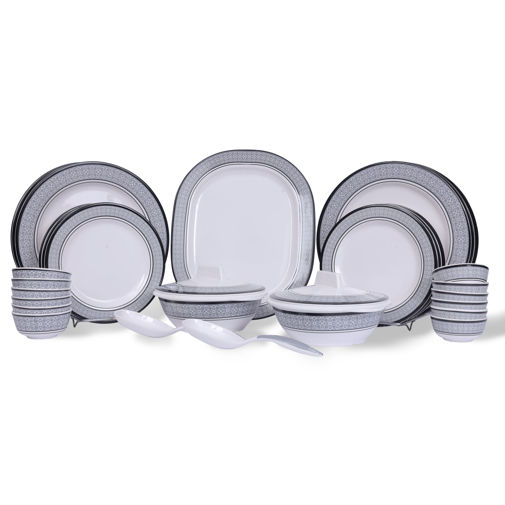 Stehlen Dinnerware, Pure melamine, Vintage, 31 Piece Kitchen Set for home- Cubic Gray