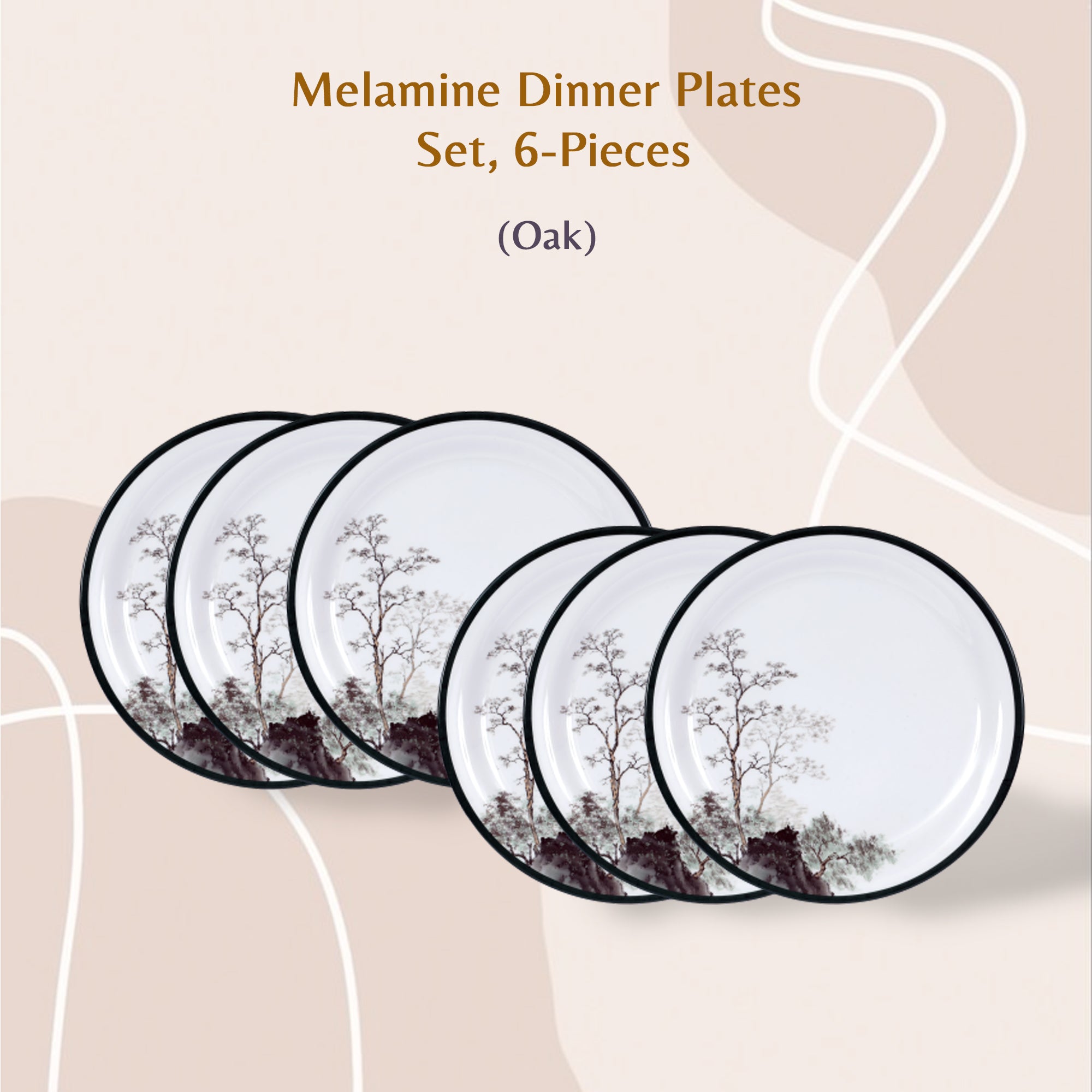 Stehlen Indian Round Dinnerware, Pure melamine, 6 Pcs Kitchen Set for home- Oak