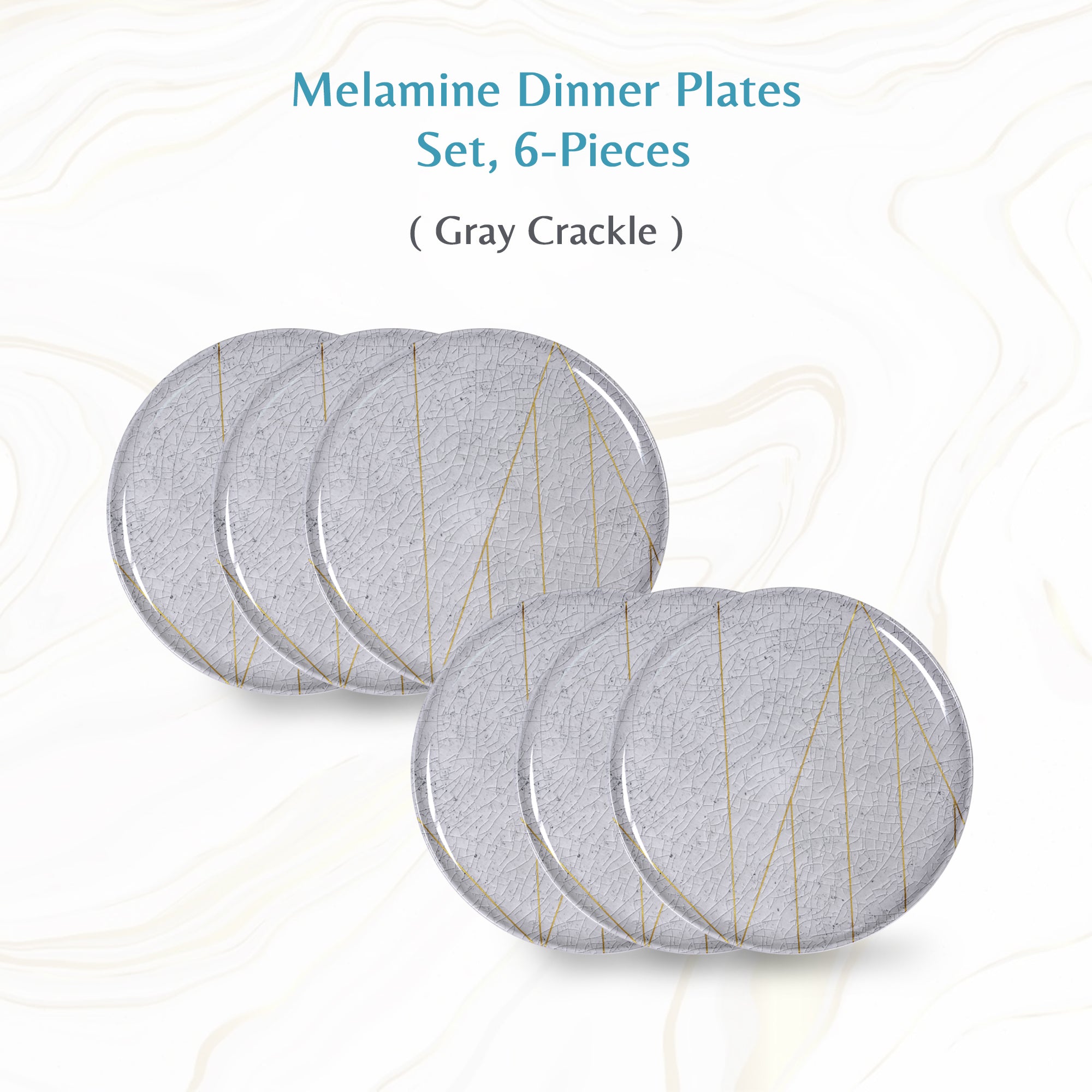 Stehlen Donna Glossy Dinnerware, Melamine 6 pcs-  Gray Crackle