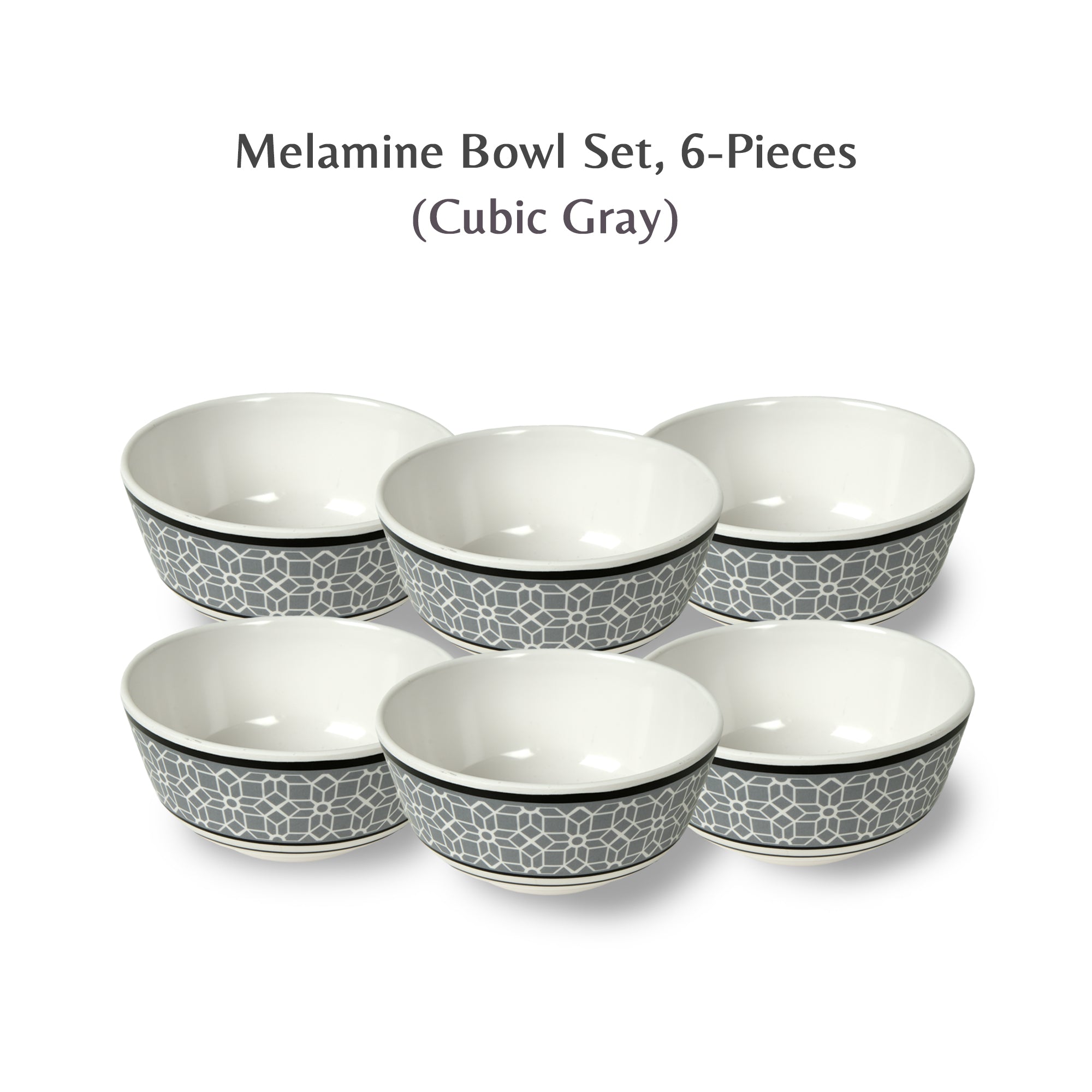 Stehlen Dinnerware, Pure melamine, Vintage, 6 Piece Vegetable Bowl, Kitchen Set for home- Cubic Gray