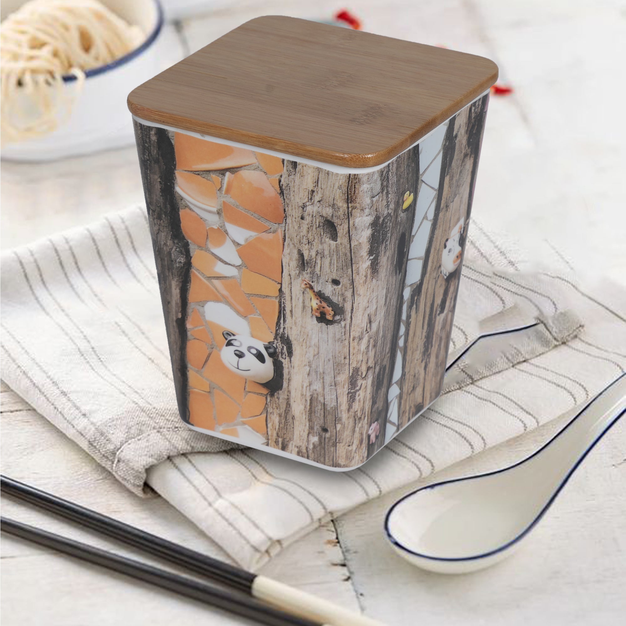 Stehlen 100% Pure melamine Set Of 3 Wooden Jars- American Pine