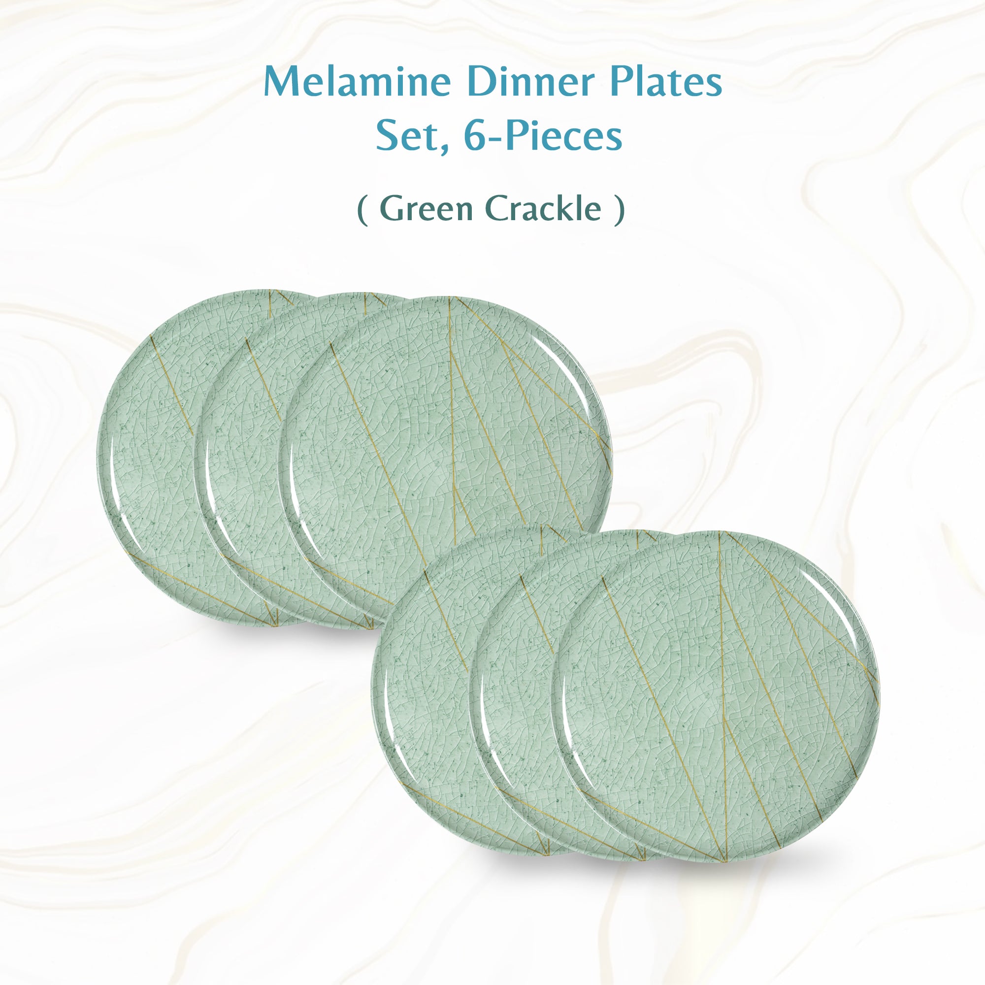 Stehlen Donna Glossy Dinnerware, Melamine 6 pcs-Green Crackle