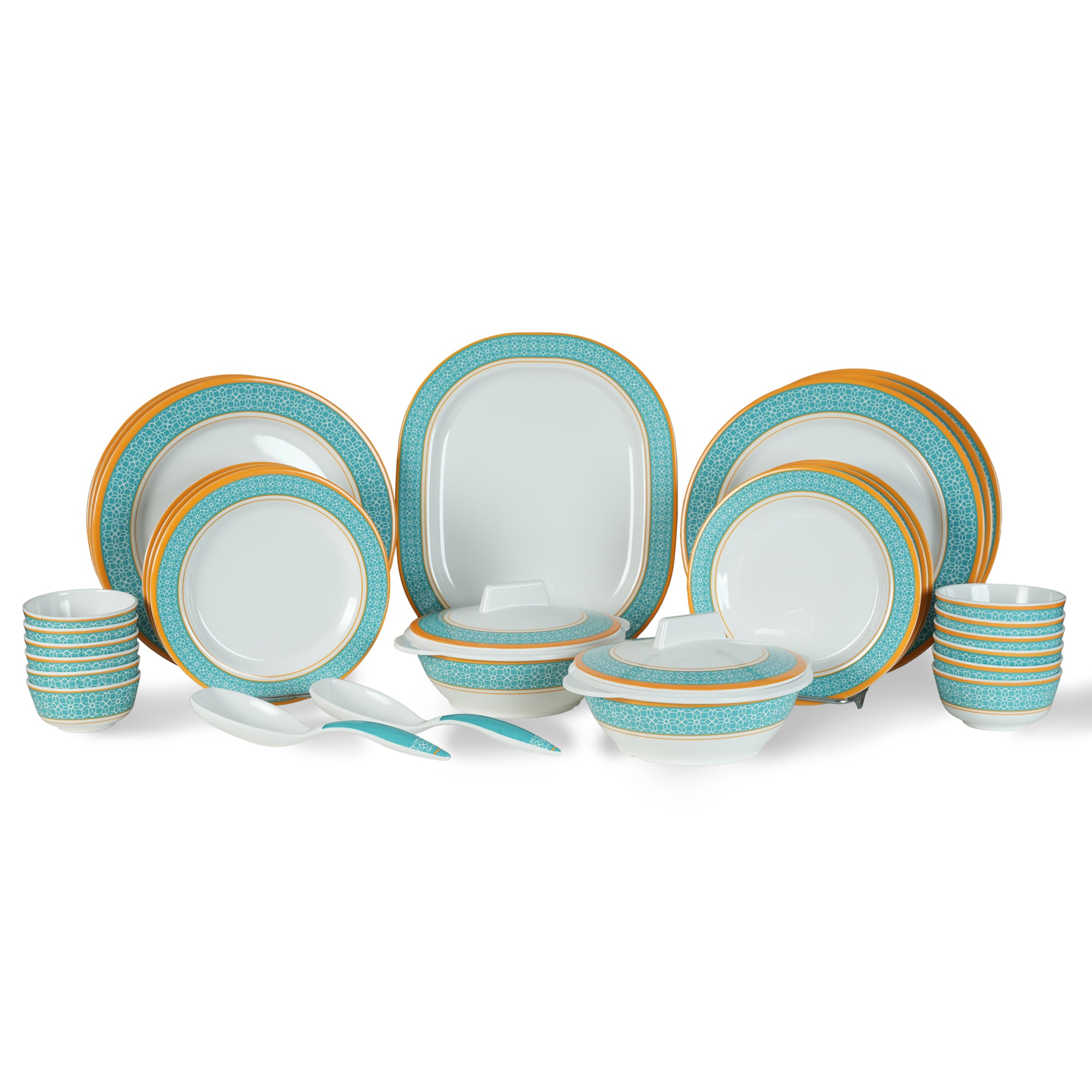 Stehlen Dinnerware, Pure melamine, Vintage, 31 Piece Kitchen Set for home- Cubic Green