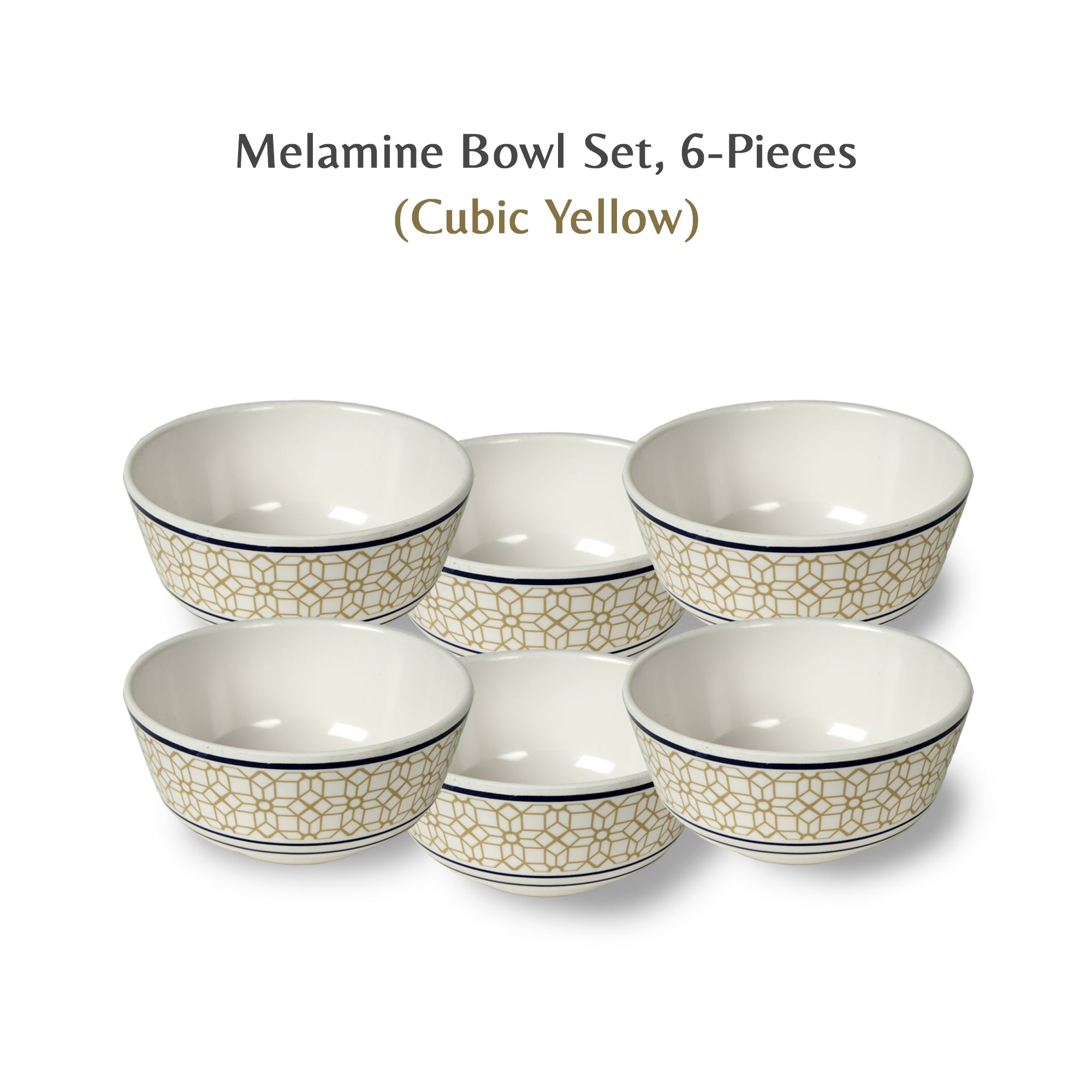 Stehlen Dinnerware, Pure melamine, Vintage, 6 Piece Vegetable Bowl, Kitchen Set for home- Cubic Yellow