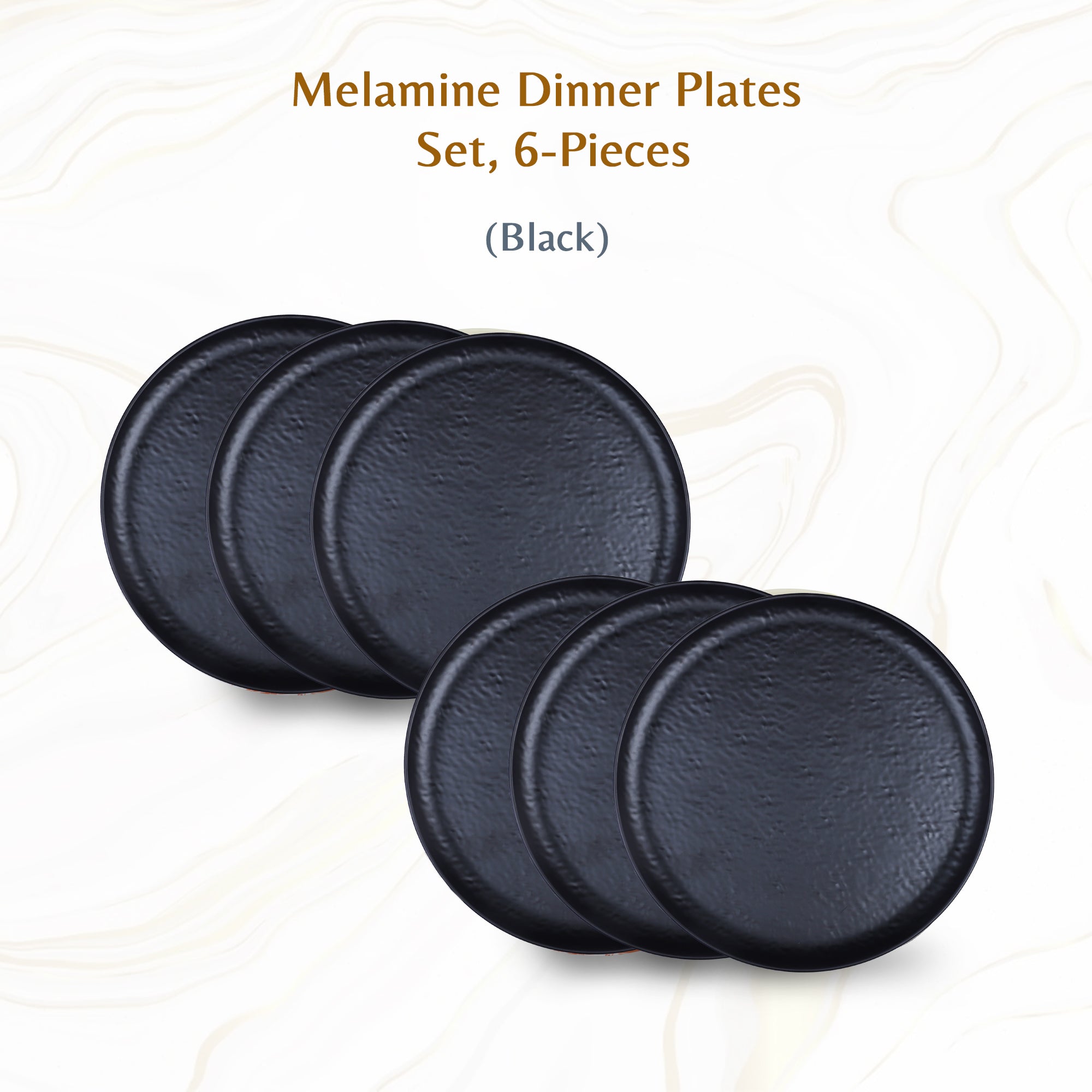Stehlen Donna Hammered Dinnerware, Pure melamine, Kitchen Set for home- Black