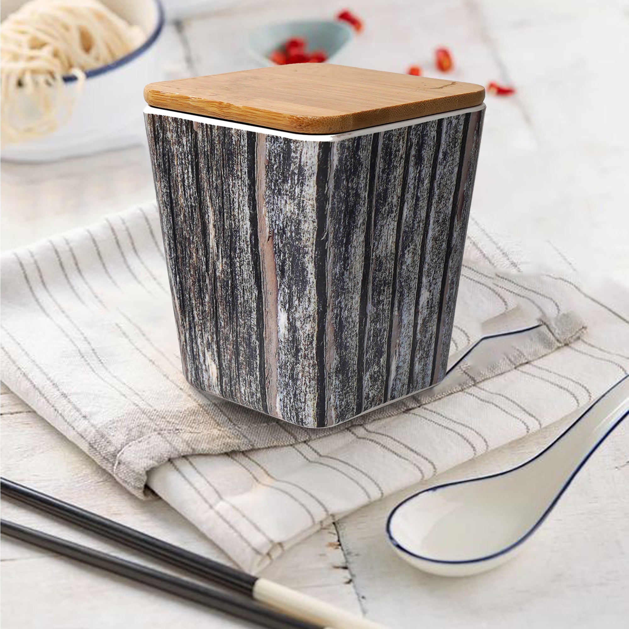 Stehlen 100% Pure melamine Set Of 3 Wooden Jars- Wooden