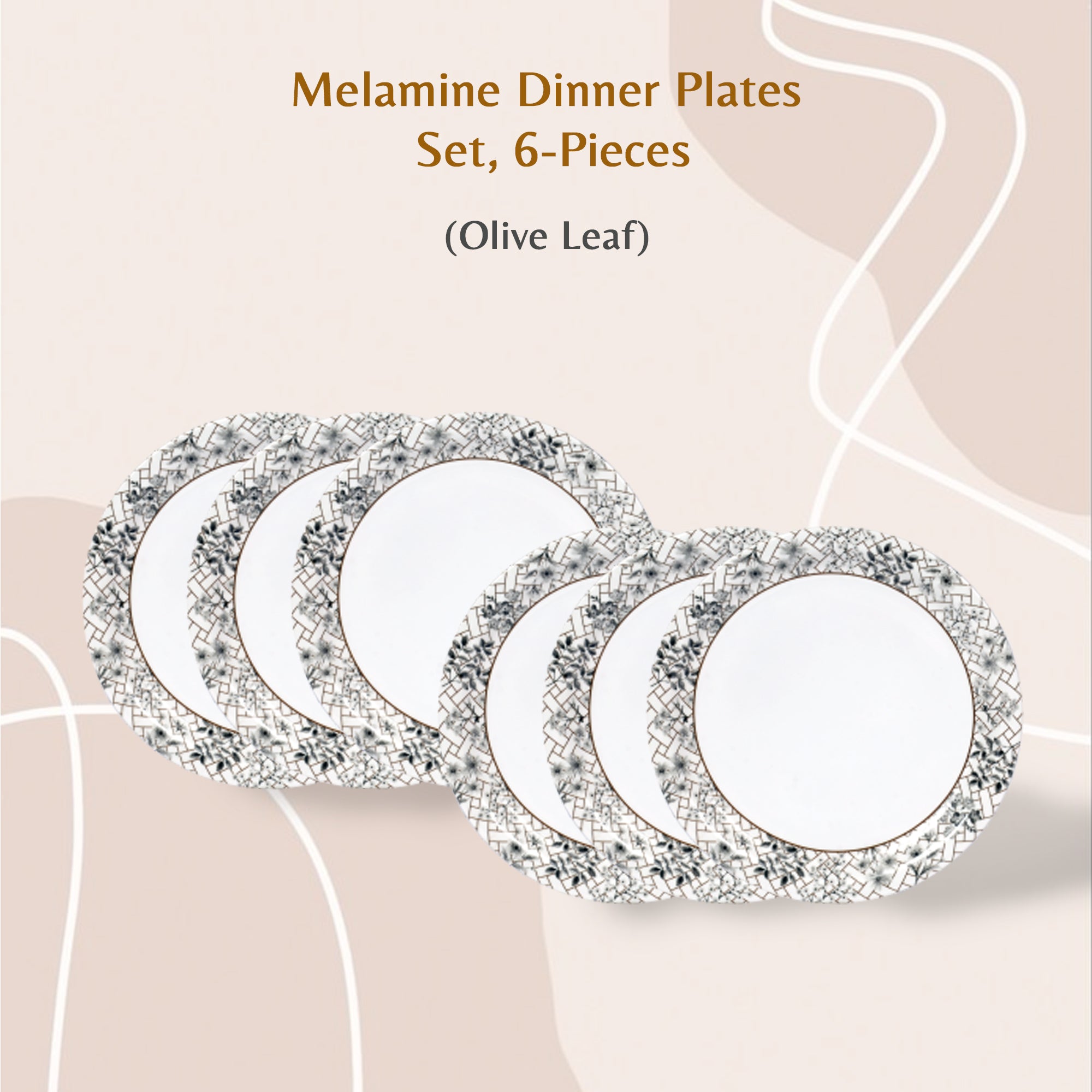 Stehlen Indian Round Dinnerware, Pure melamine, 6 Pcs Kitchen Set for home- Olive Leaf