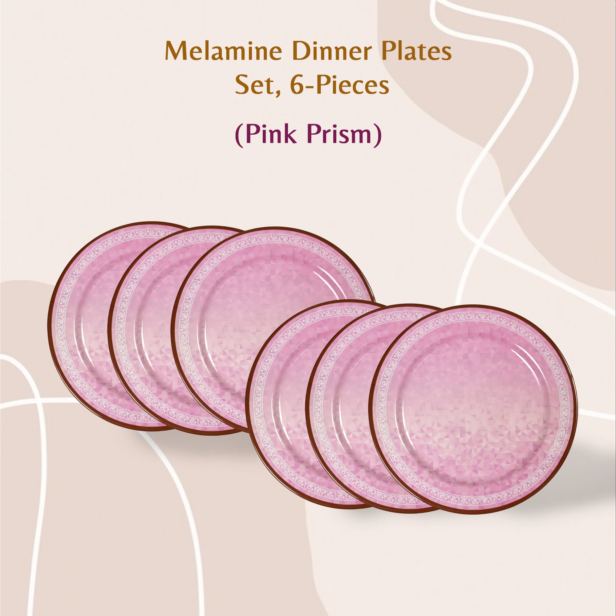 Stehlen Dinnerware, Pure melamine, Vintage, 6 Piece Dinner Plate, Kitchen Set for home- Prism Pink