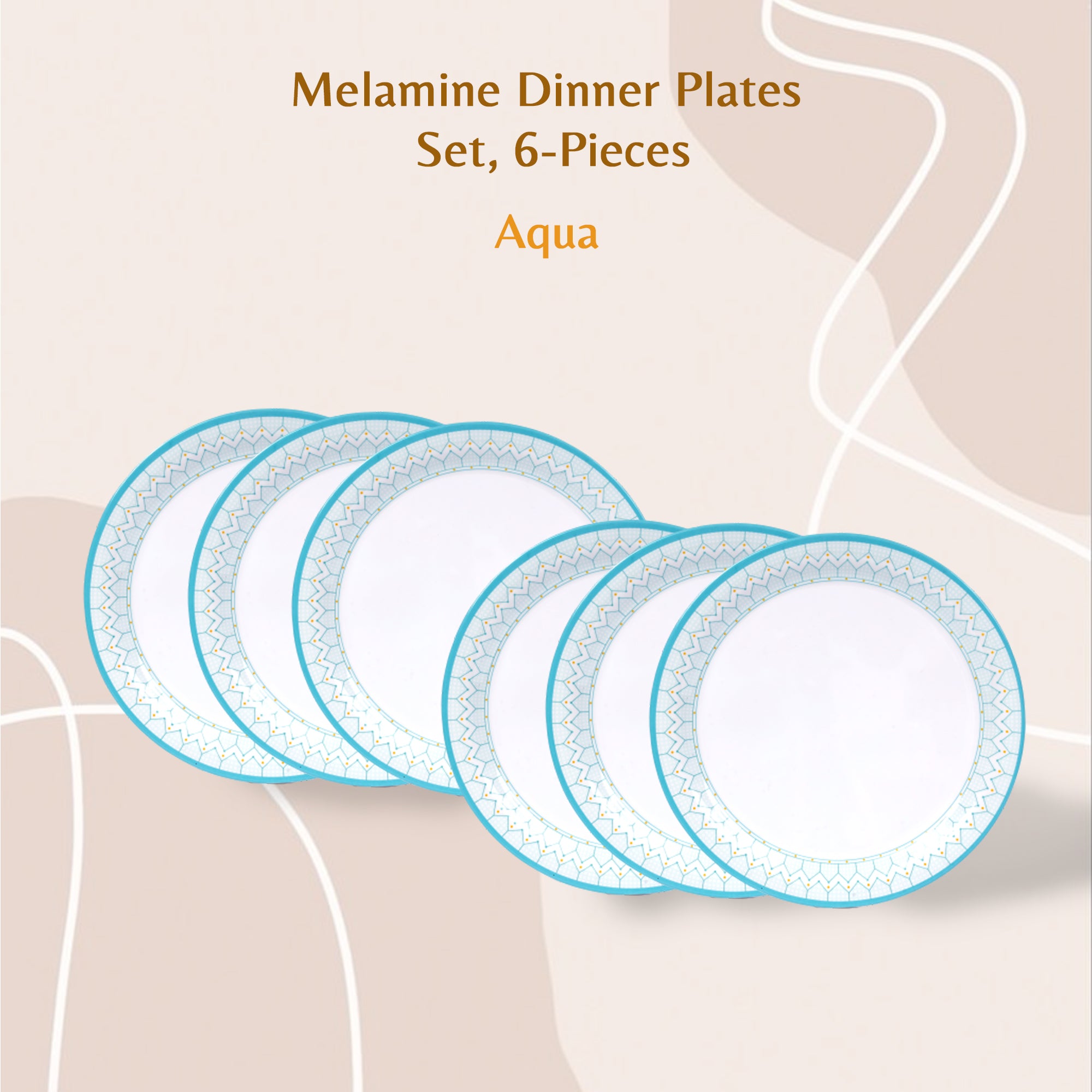 Stehlen Indian Round Dinnerware, Pure melamine, 6 Pcs Kitchen Set for home- Aqua