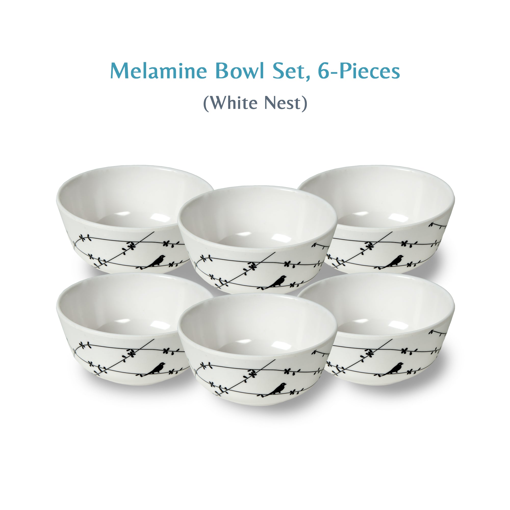 Stehlen Donna Glossy Dinnerware, Melamine, 6 PC - White Nest
