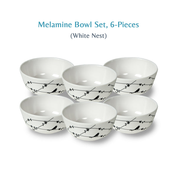 Stehlen Donna Glossy Dinnerware, Melamine, 6 PC Donna Glossy Vegetable Bowl 4'', Pure melamine-White Nest