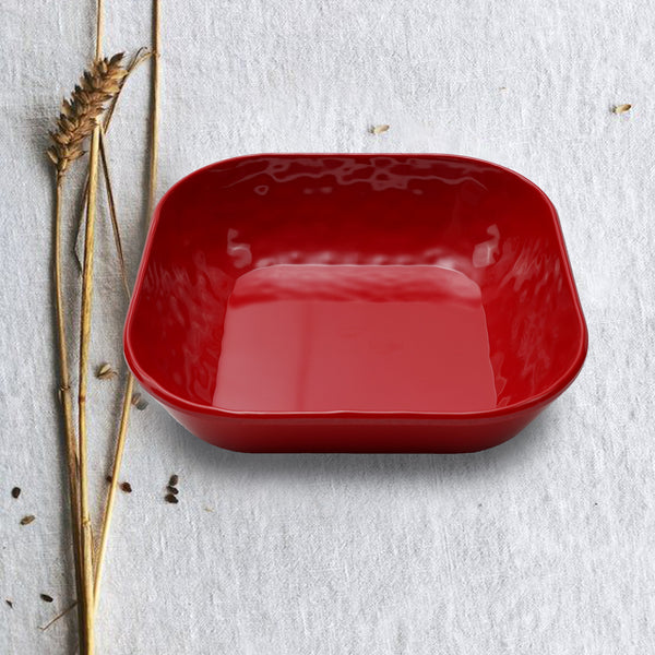 Stehlen 100% Pure melamine Swizz Bowl, dishwasher safe, fda approved, Heat resistant upto 140 degrees, Elegant, Durable, and Versatile for Every Occasion -Red