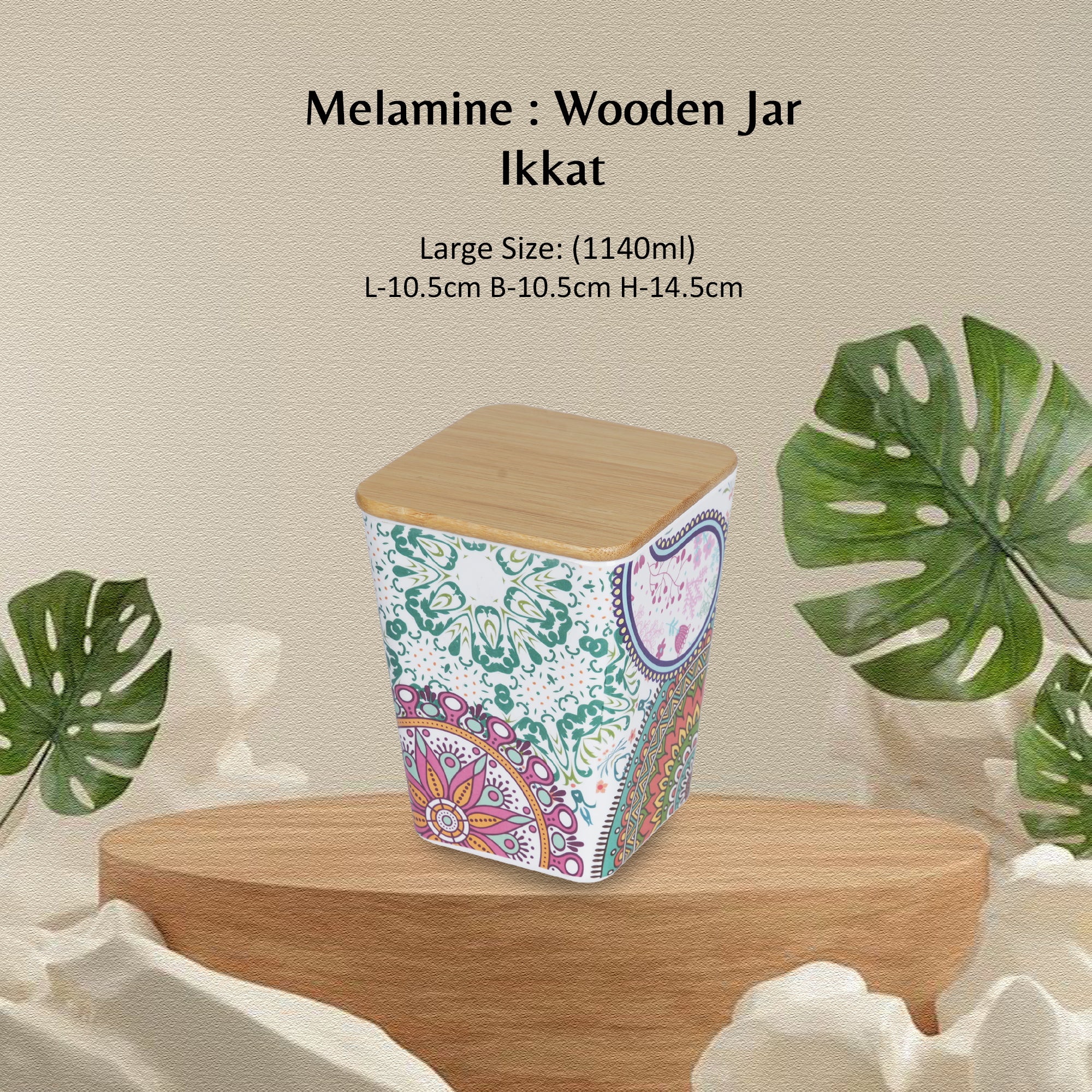 Stehlen 100% Pure melamine Wooden Jars- Ikkat