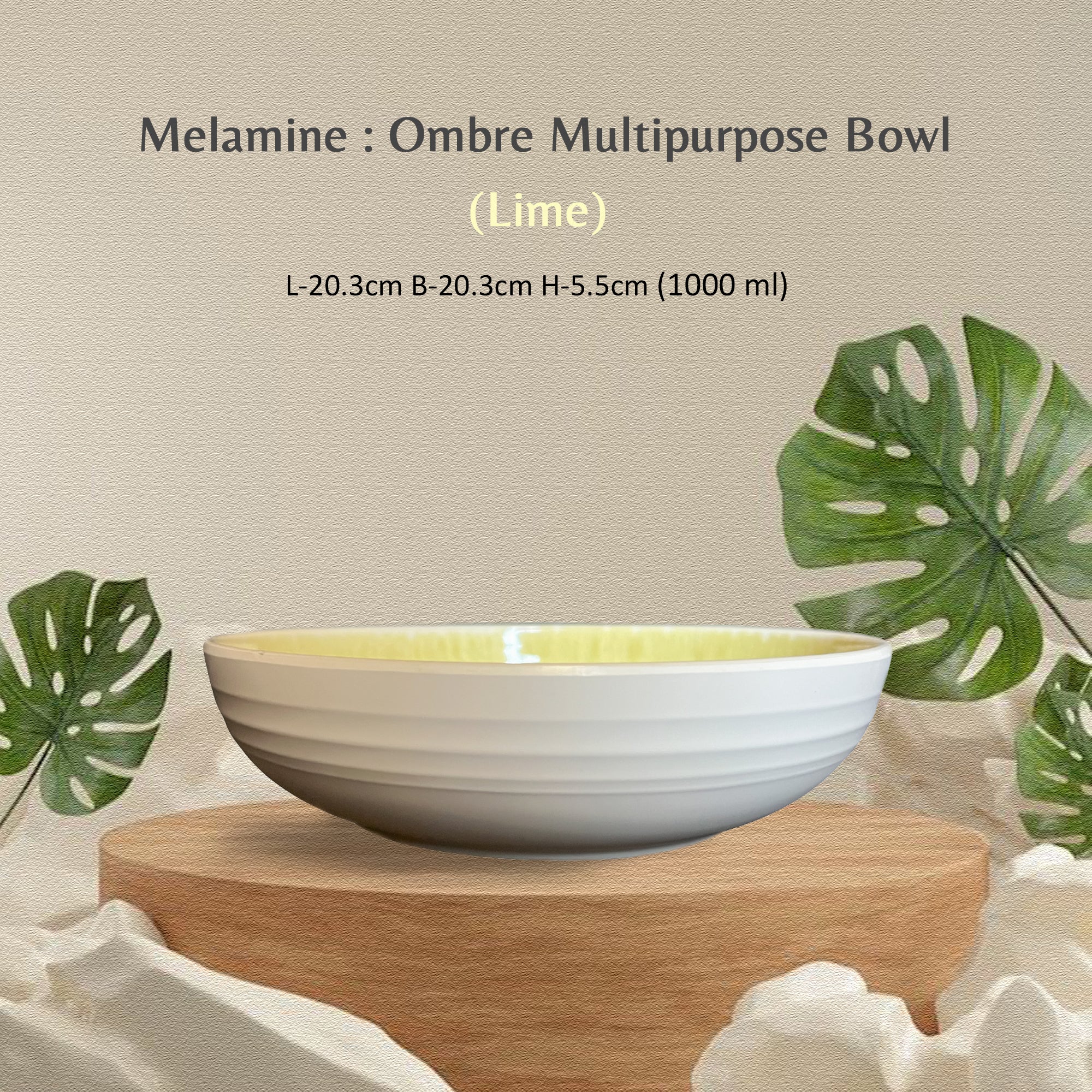 Stehlen 100% Pure melamine Ombre Multipurpose Bowl- Lime