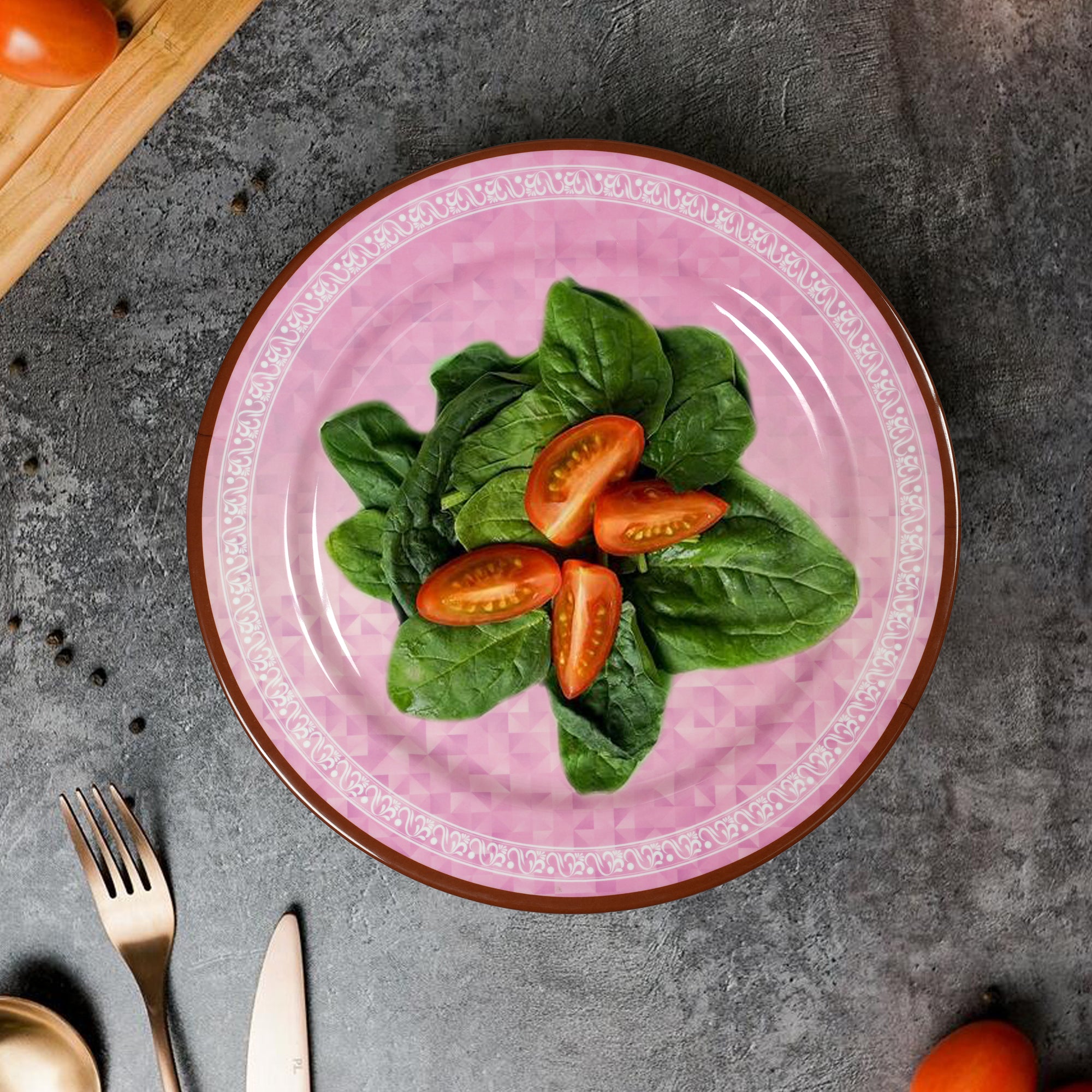 Stehlen Dinnerware, Pure melamine, Vintage, 6 Piece Dinner Plate, Kitchen Set for home- Prism Pink