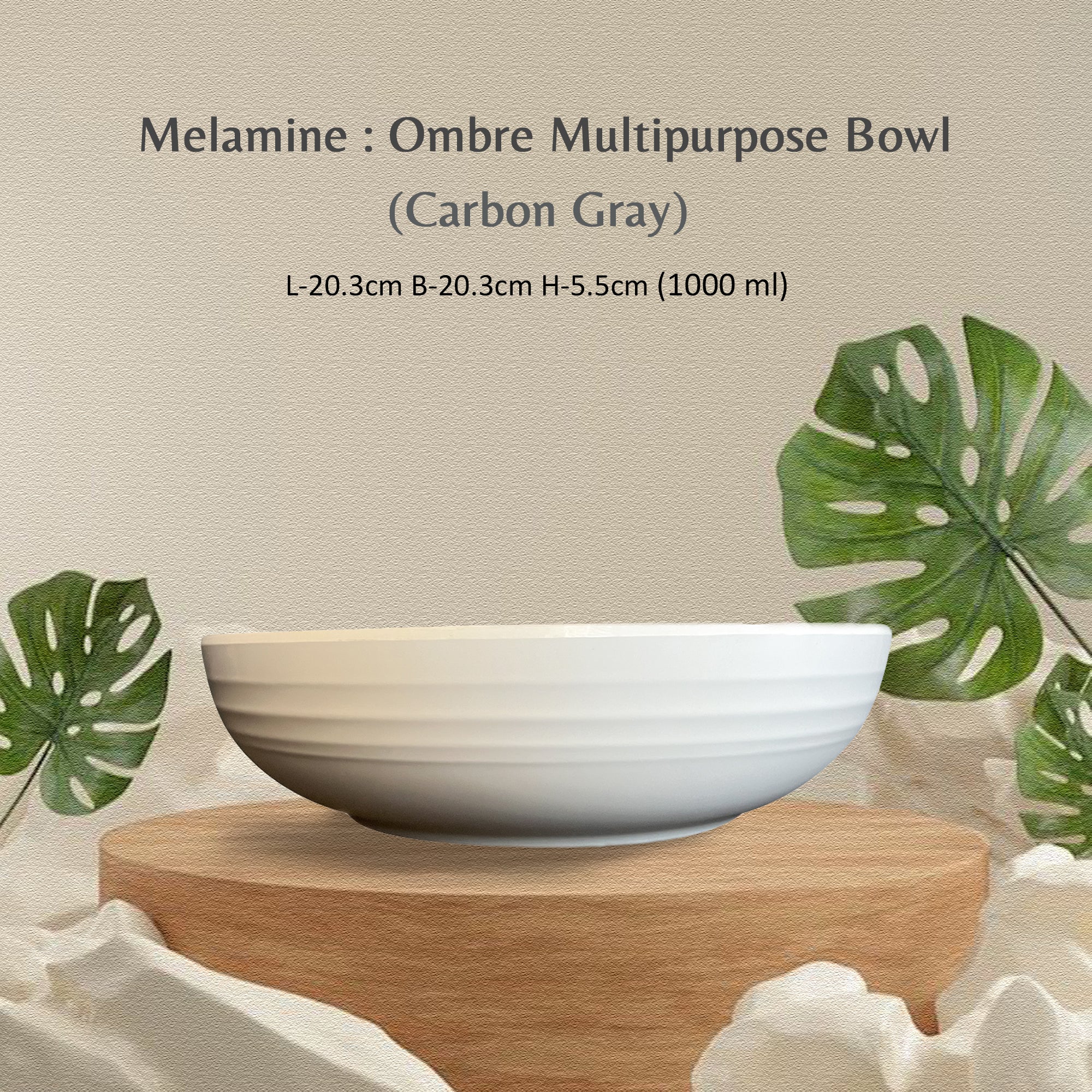 Stehlen 100% Pure melamine Ombre Multipurpose Bowl- Carbon Gray