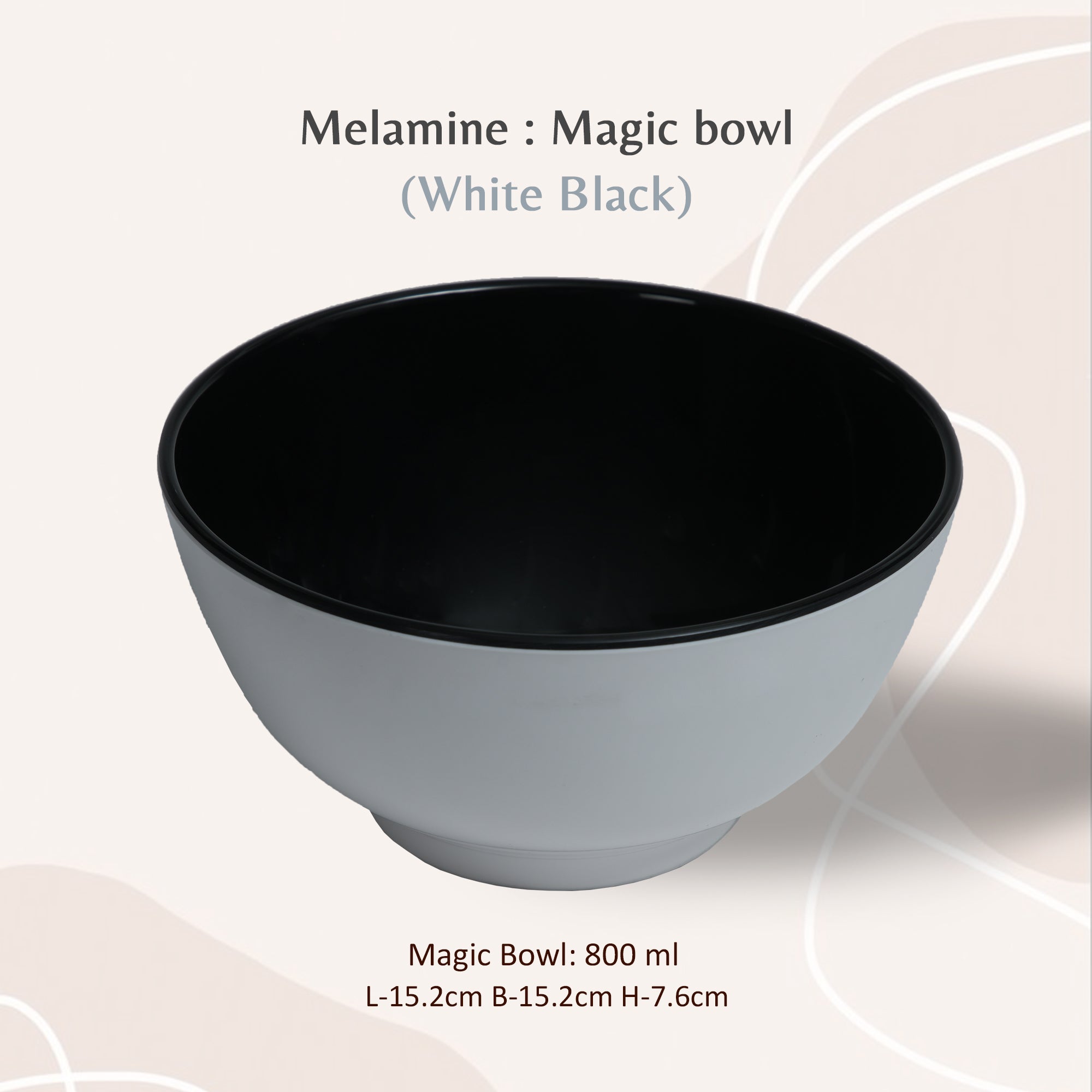 Stehlen 100% Pure melamine Magic Bowl,800ml- White Black