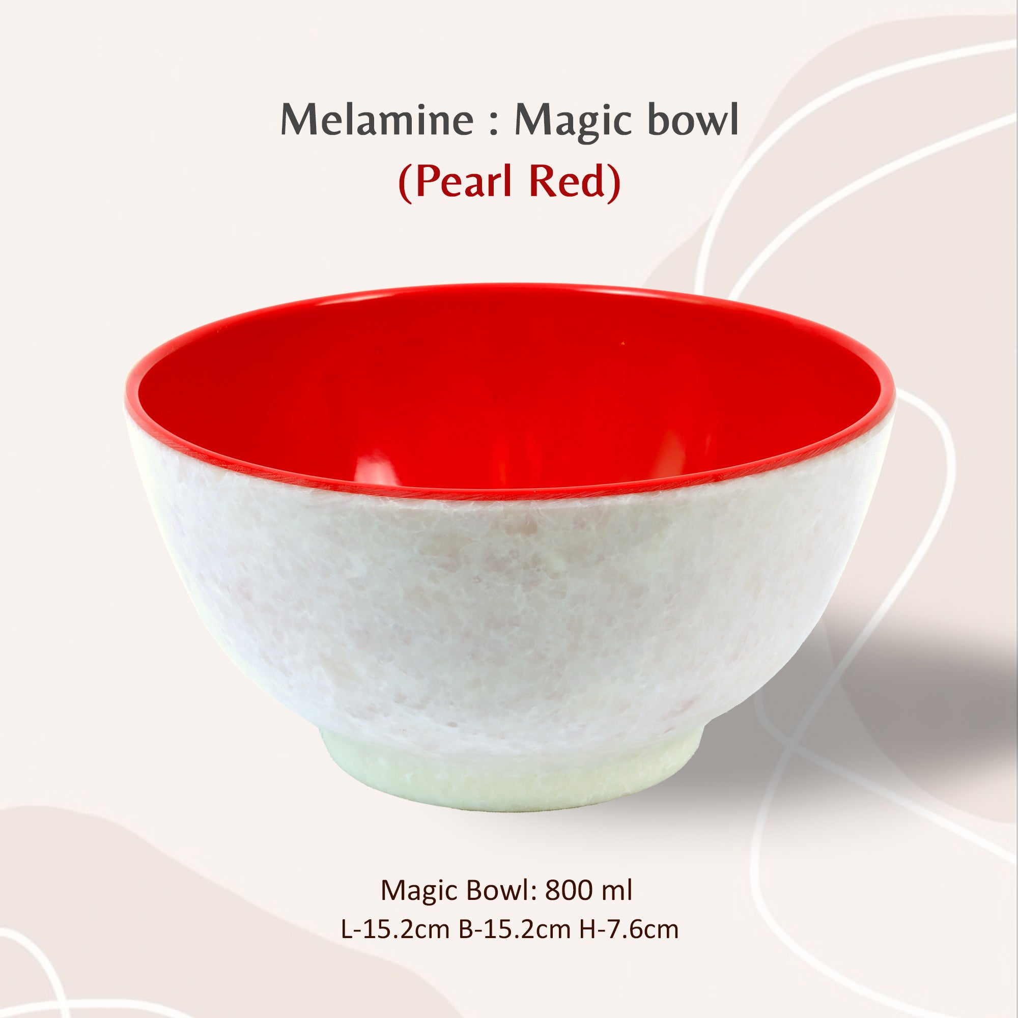 Stehlen 100% Pure melamine Magic Bowl, 800ml- Pearl Red