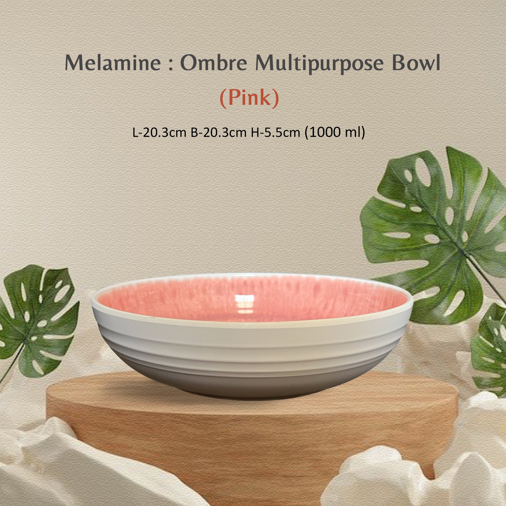 Stehlen 100% Pure melamine Ombre Multipurpose Bowl- Pink