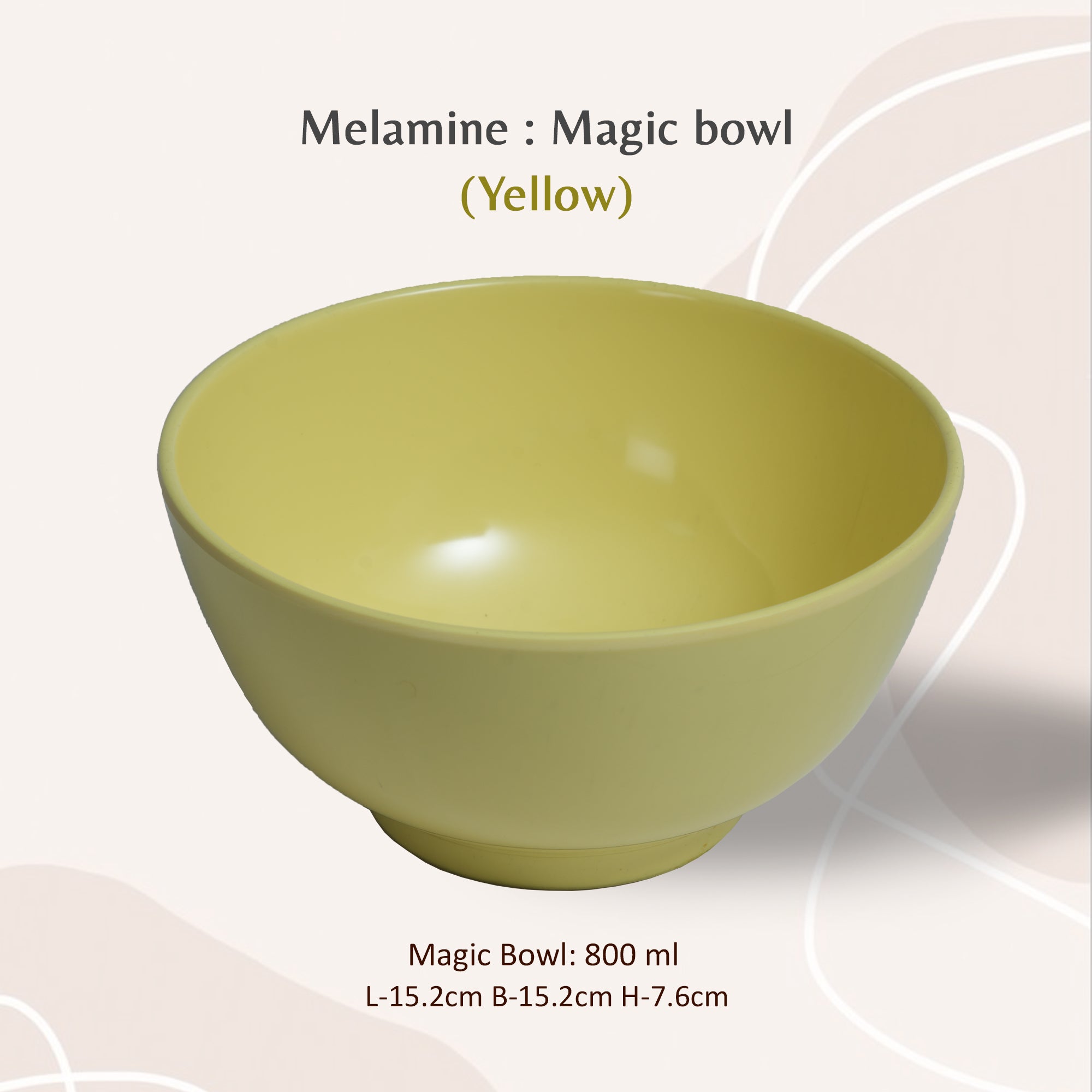 Stehlen 100% Pure melamine Magic Bowl, 800ml - Yellow