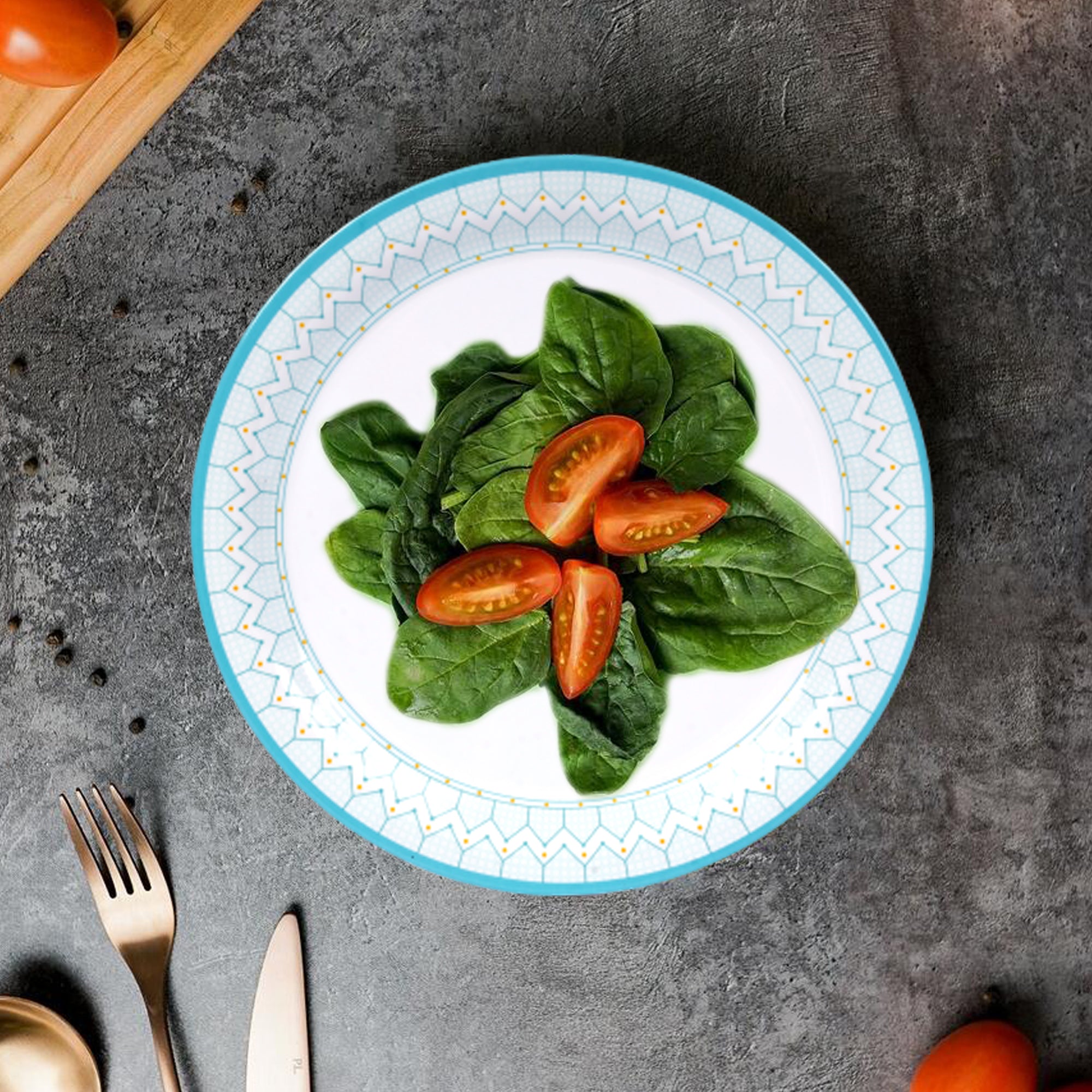 Stehlen Indian Round Dinnerware, Pure melamine, 6 Pcs Kitchen Set for home- Aqua