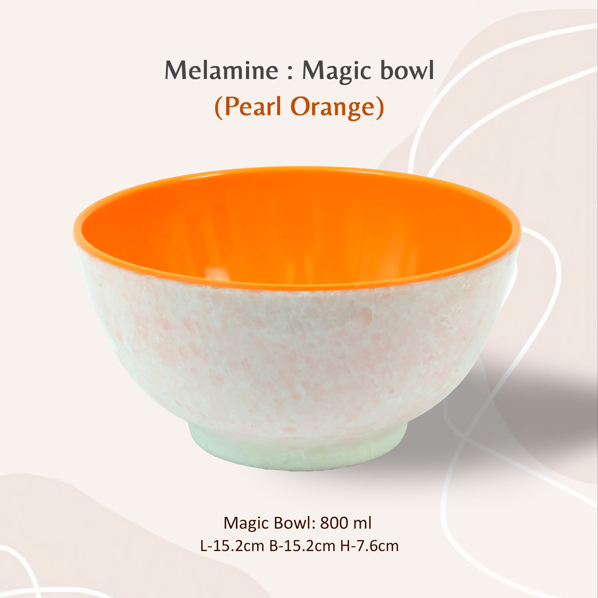 Stehlen 100% Pure melamine Magic Bowl, 800ml - Pearl Orange