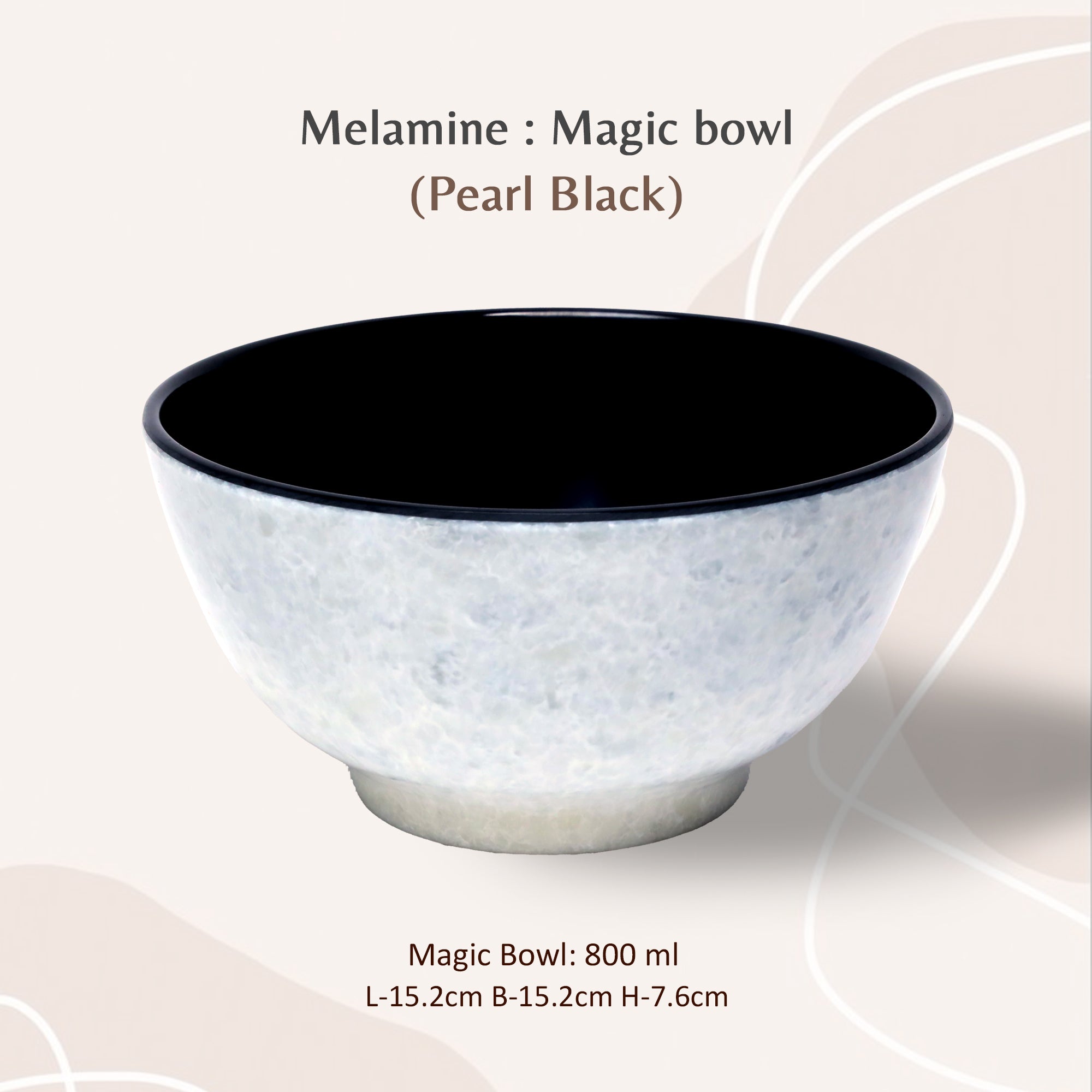 Stehlen 100% Pure melamine Magic Bowl, 800ml - Pearl Black