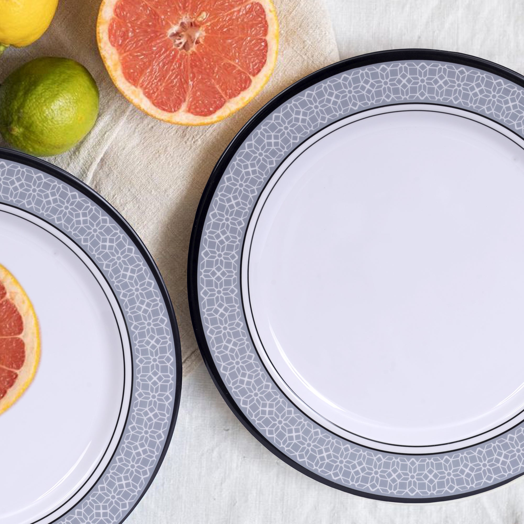 Stehlen Dinnerware, Pure melamine, Vintage, 33 Piece Kitchen Set for home- Cubic Gray