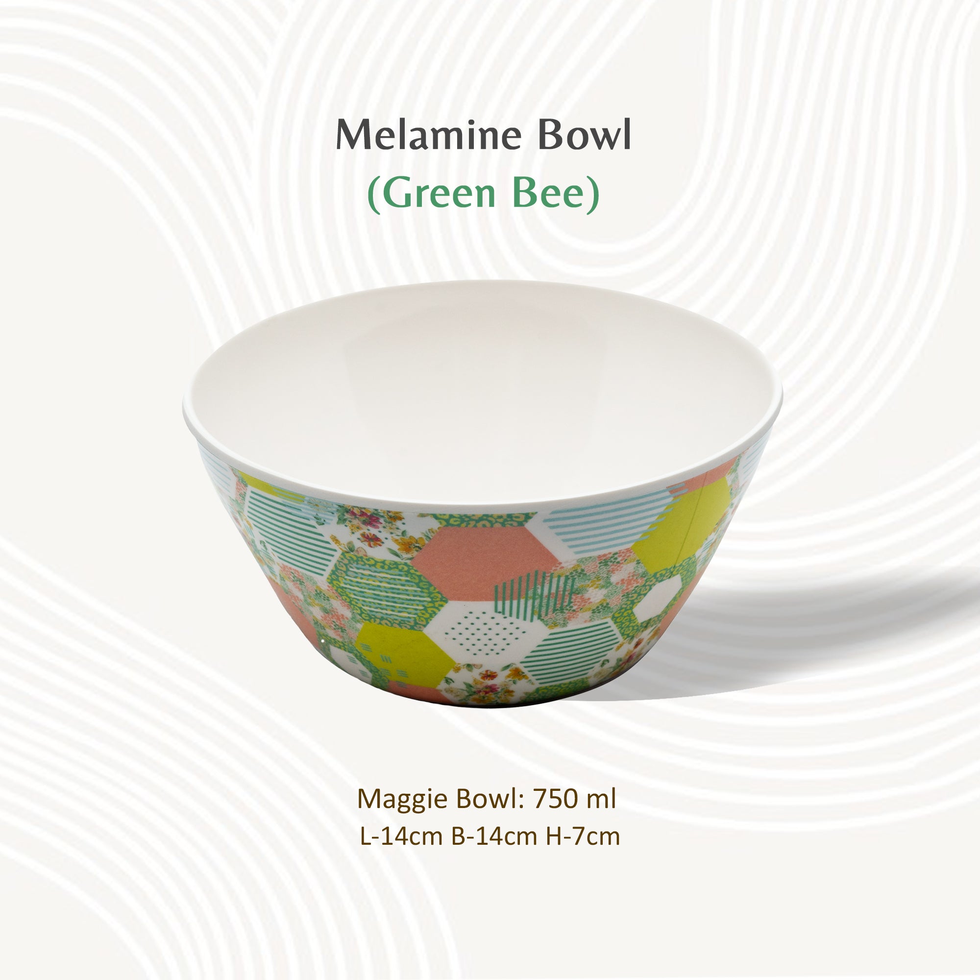 Stehlen 100% Pure melamine Round Maggie Bowl  -Green Bee