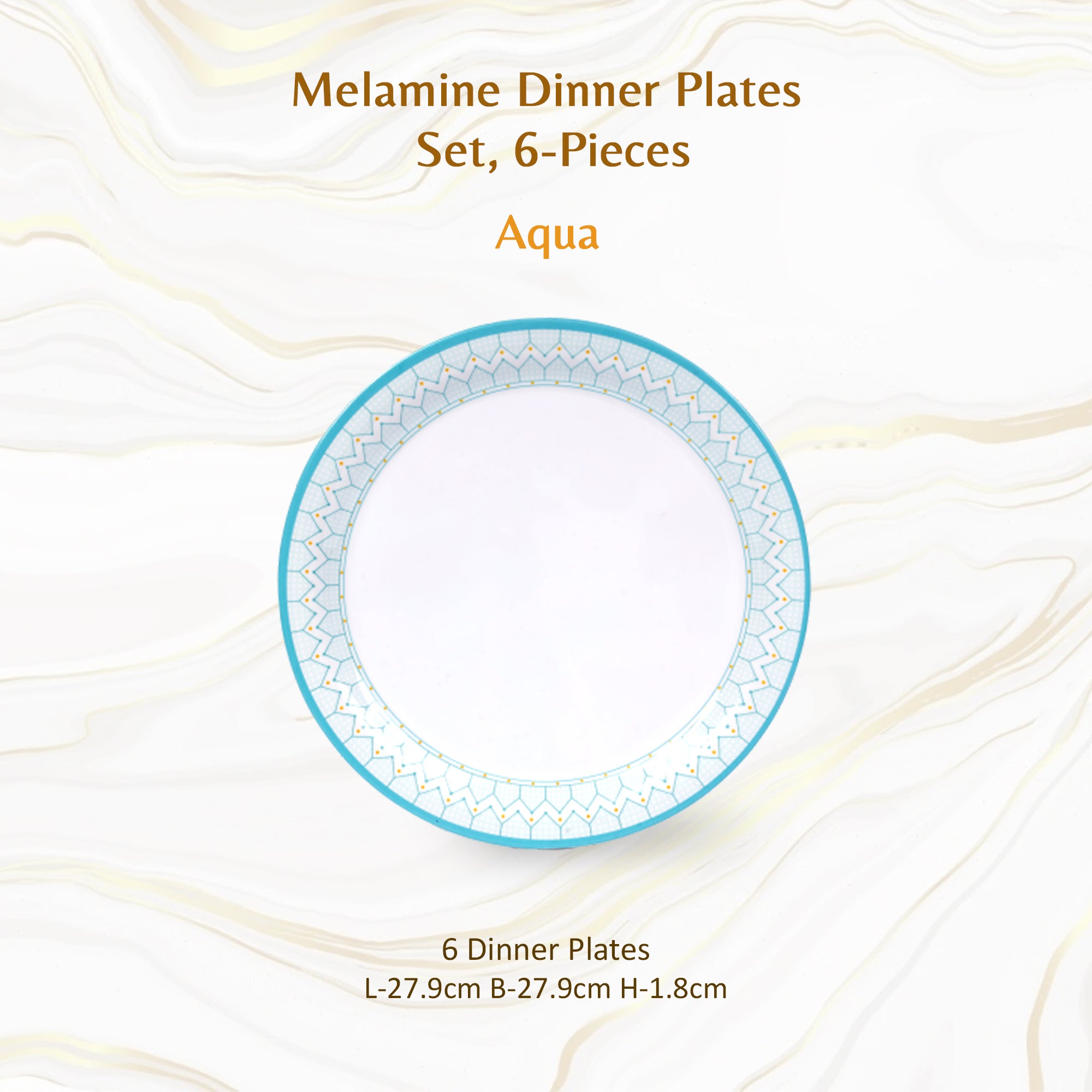 Stehlen Indian Round Dinnerware, Pure melamine, 6 Pcs Kitchen Set for home- Aqua