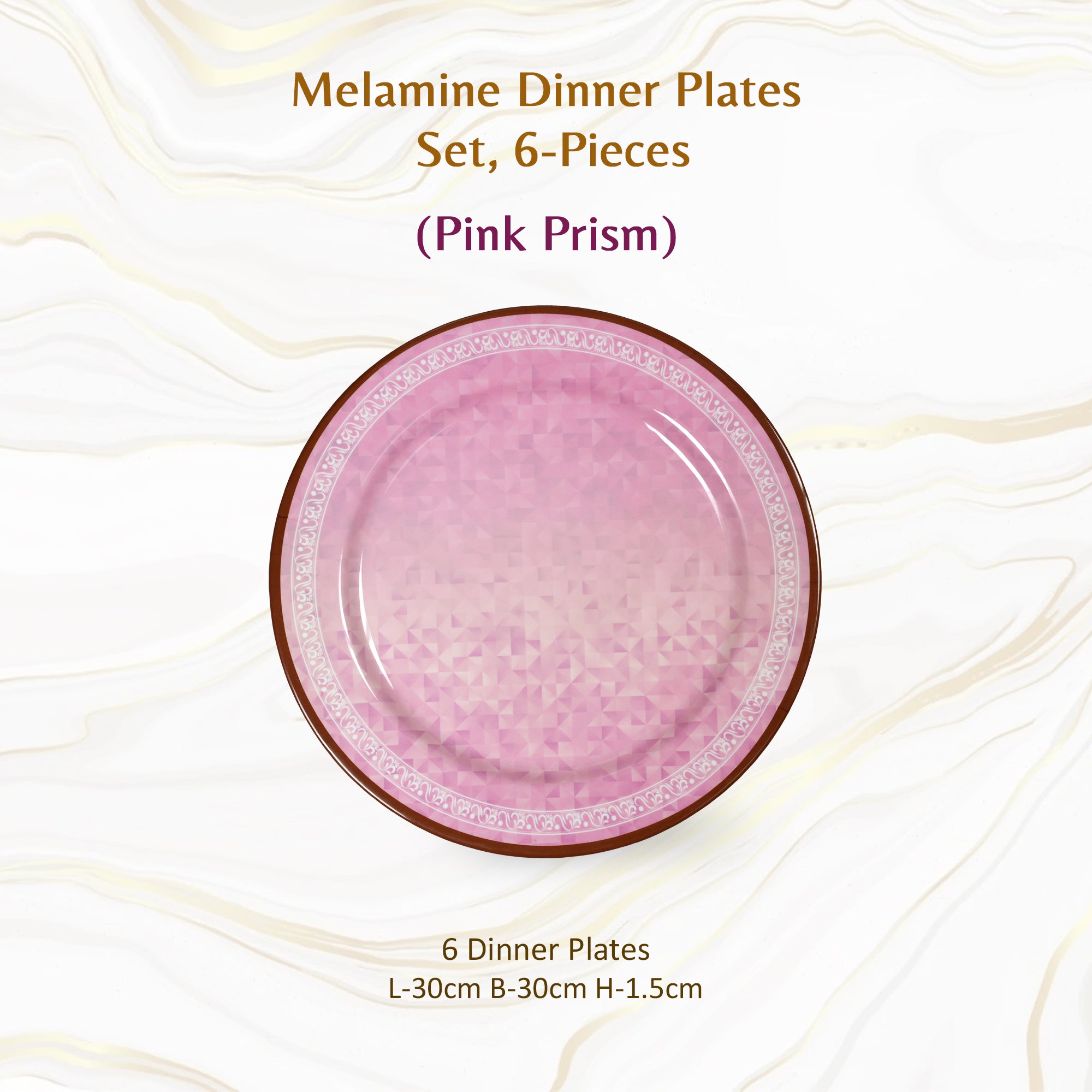 Stehlen Dinnerware, Pure melamine, Vintage, 6 Piece Dinner Plate, Kitchen Set for home- Prism Pink