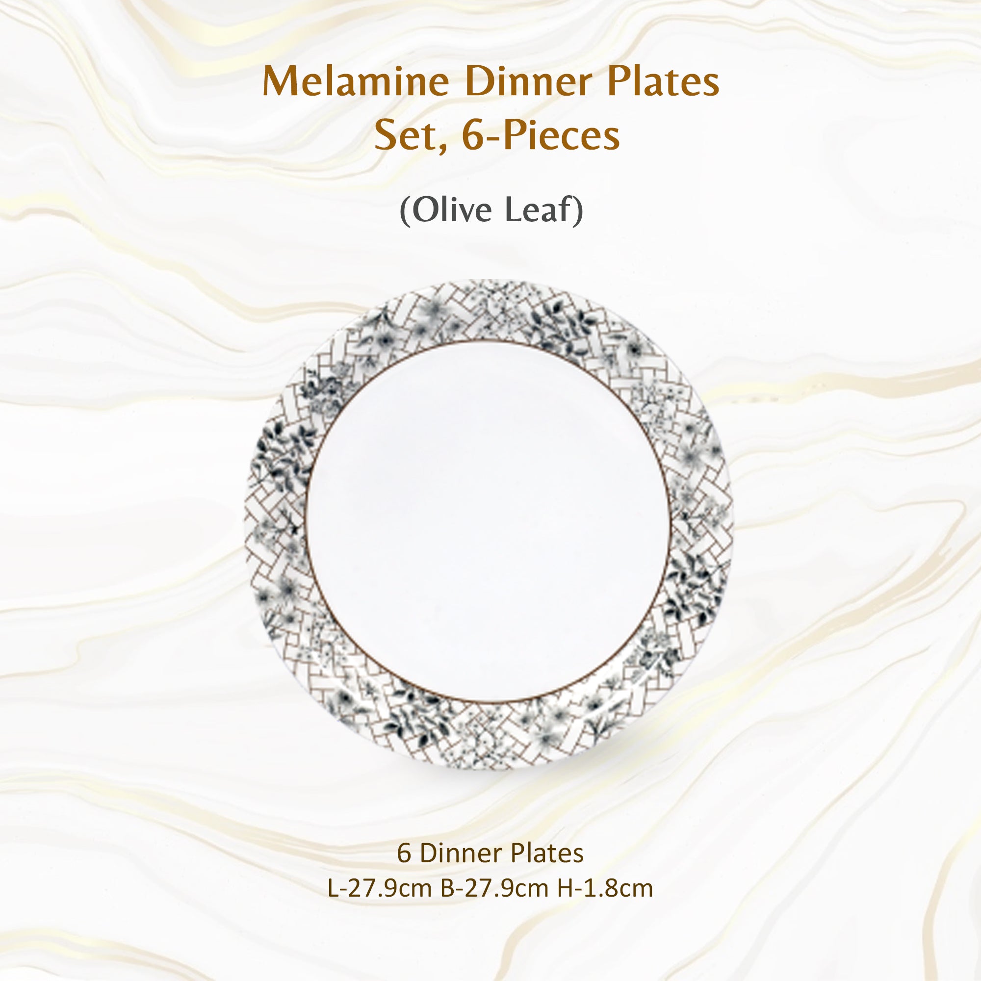 Stehlen Indian Round Dinnerware, Pure melamine, 6 Pcs Kitchen Set for home- Olive Leaf