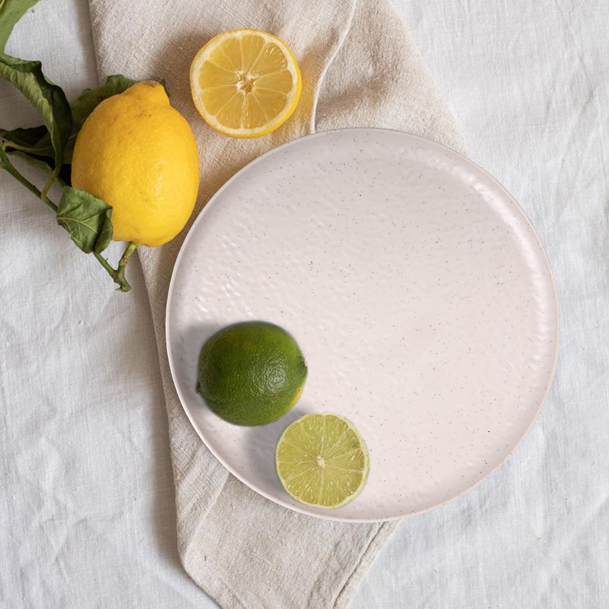 Stehlen Donna Hammered Dinnerware, Pure melamine, 24 PC Kitchen Set for home- Marble Dot