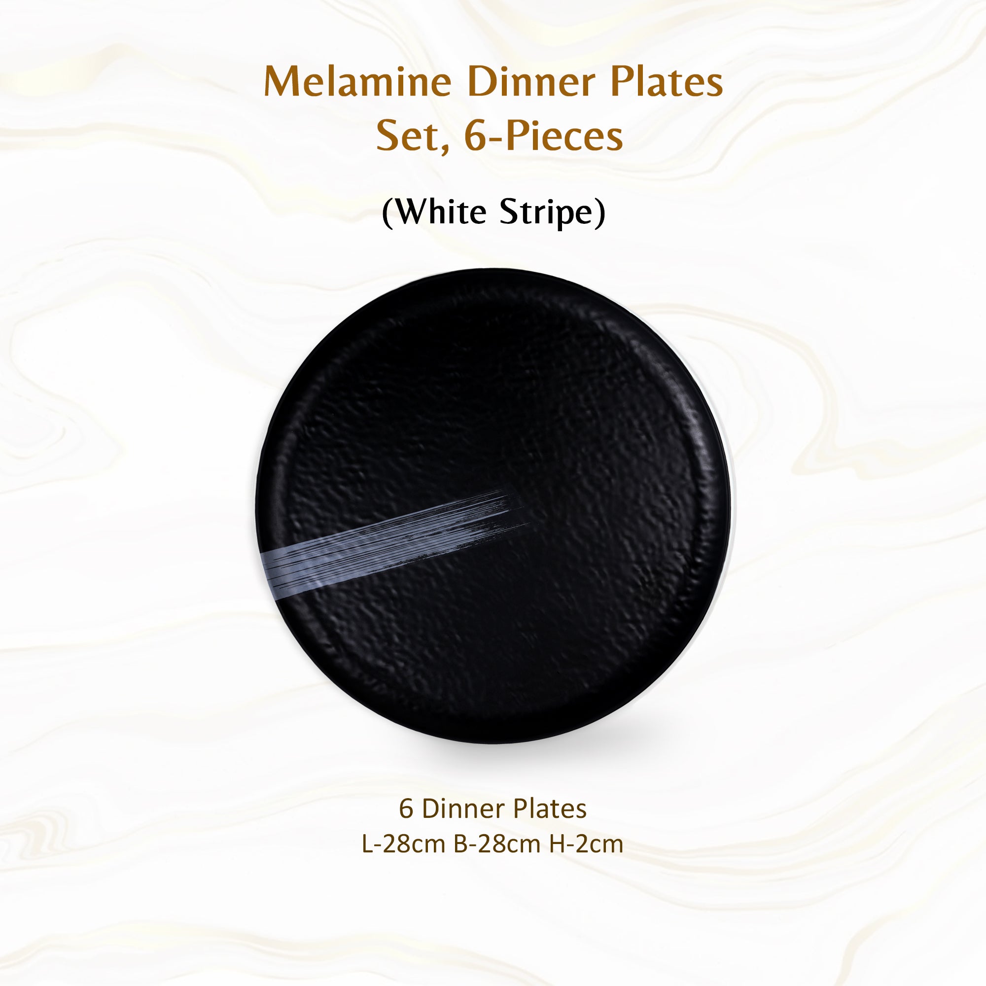 Stehlen Donna Hammered Dinnerware, Pure melamine, Kitchen Set for home- White Stripe